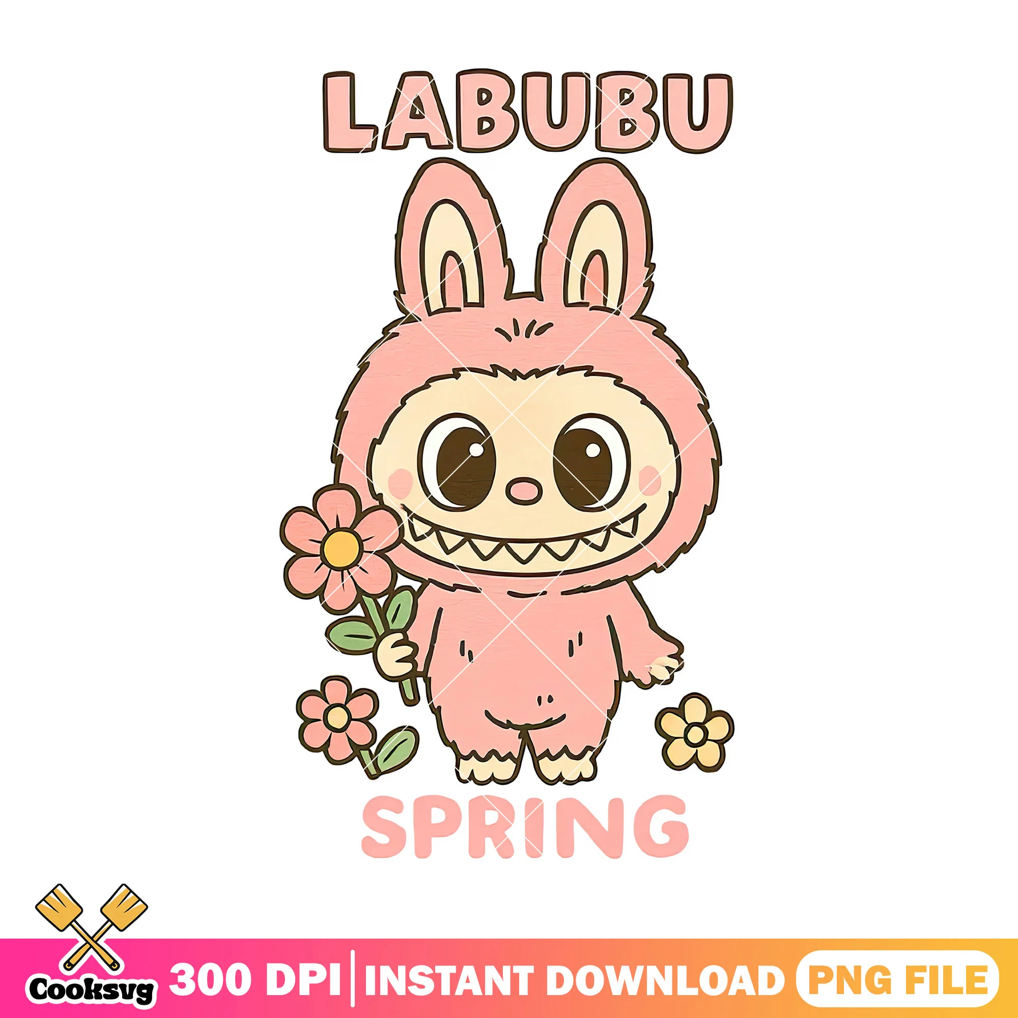 Labubu in spring png, cute labubu png, fall in wild labubu png