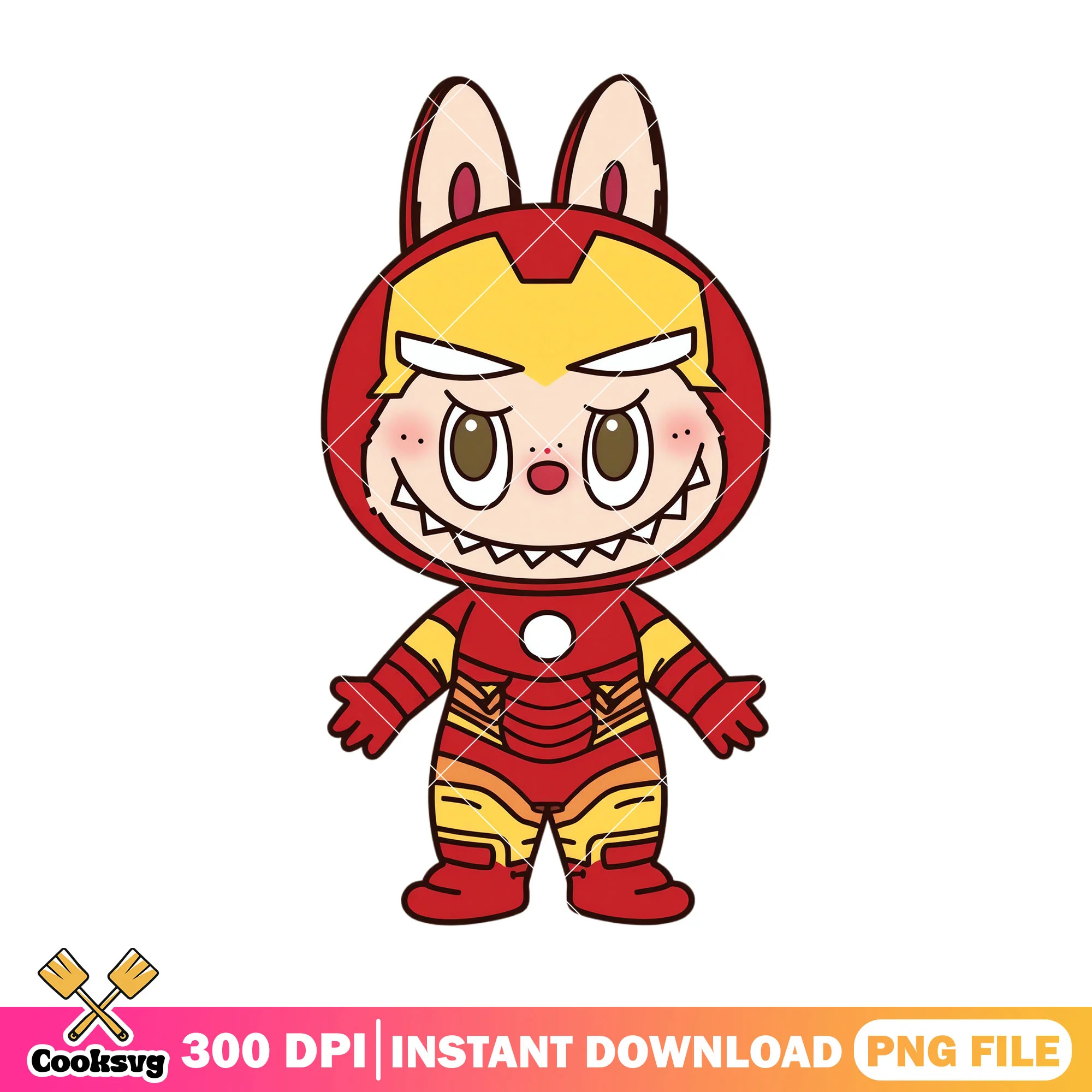 Labubu ironman outfit design png, labubu costume png, labubu cute png