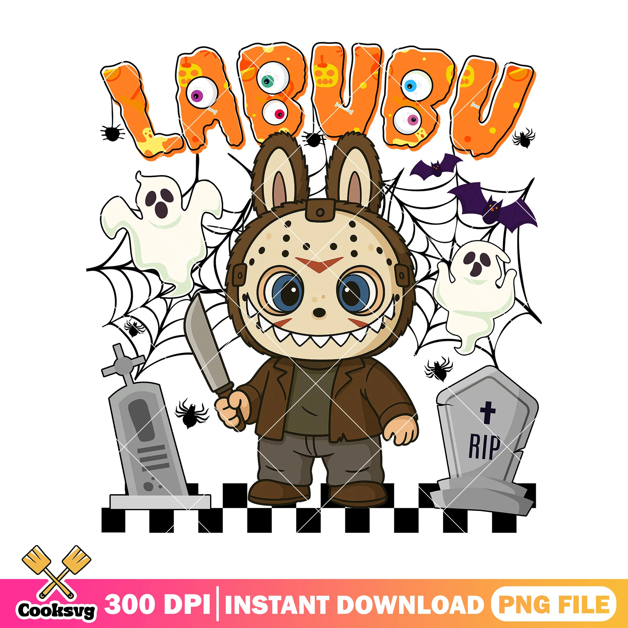 Labubu jason voorhees png, halloween labubu png, cute labubu png