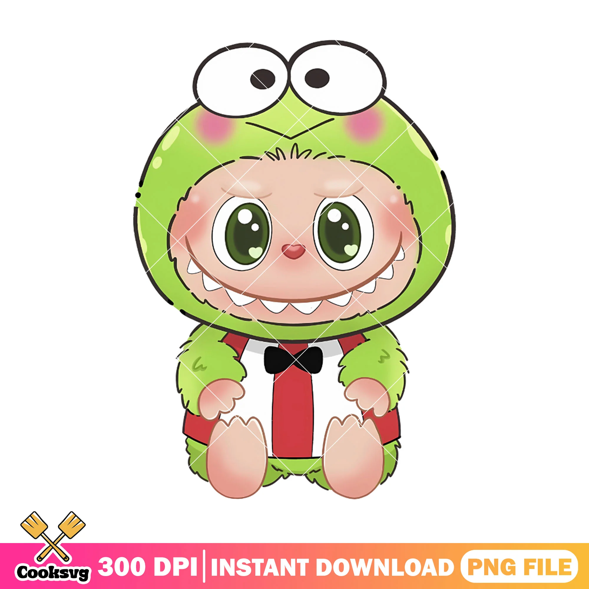 Labubu Keroppi costume png, labubu costumes png, Keroppi sanrio png