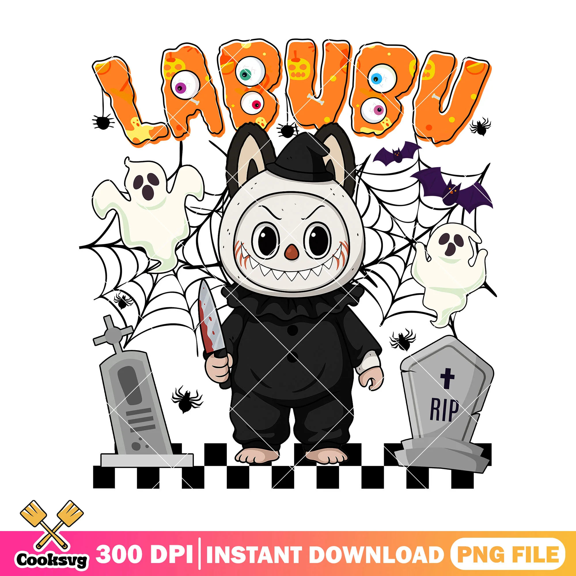 Labubu Killer Clown png, labubu halloween png, Killer Clown png