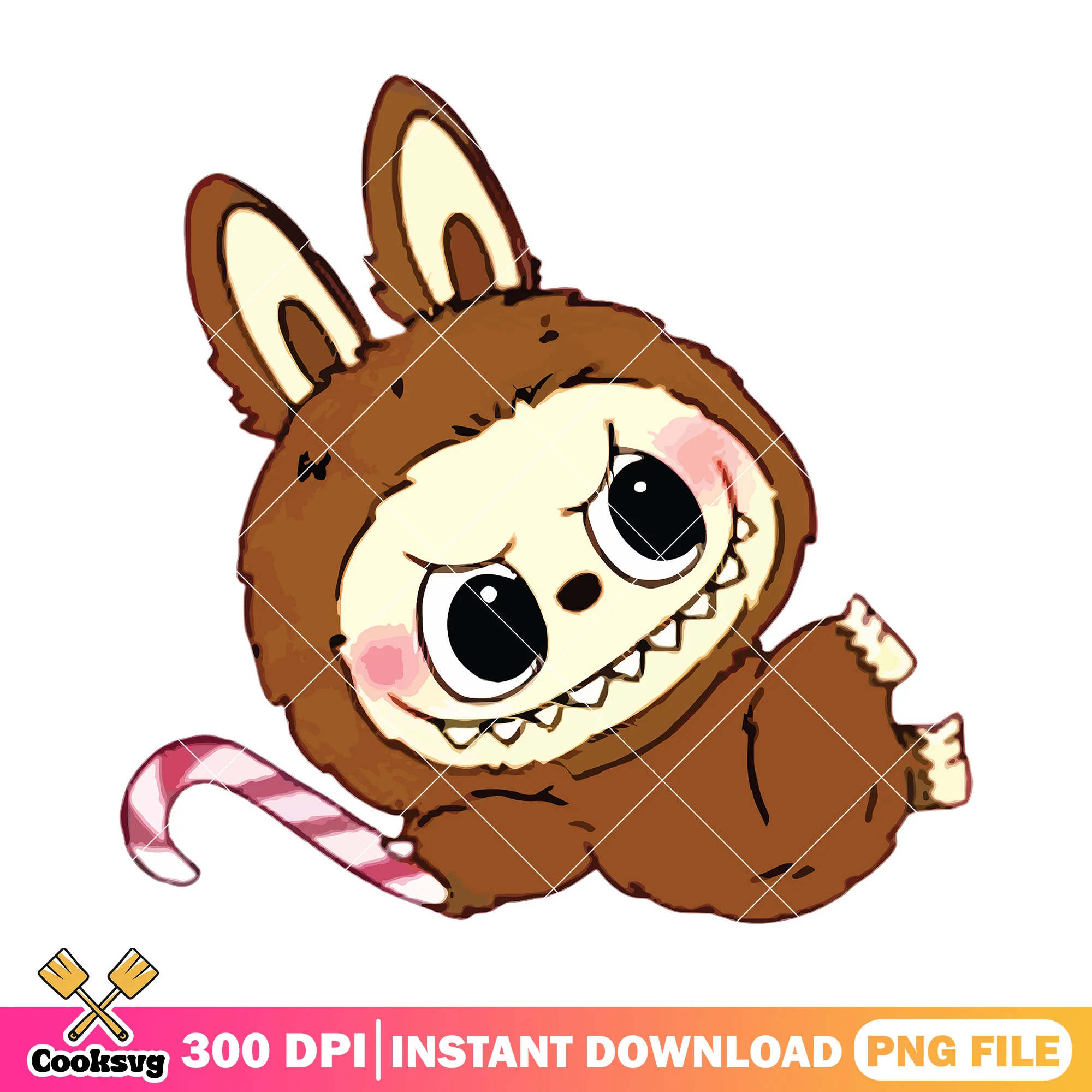 Labubu lying down png, labubu brown png, labubu hehe png