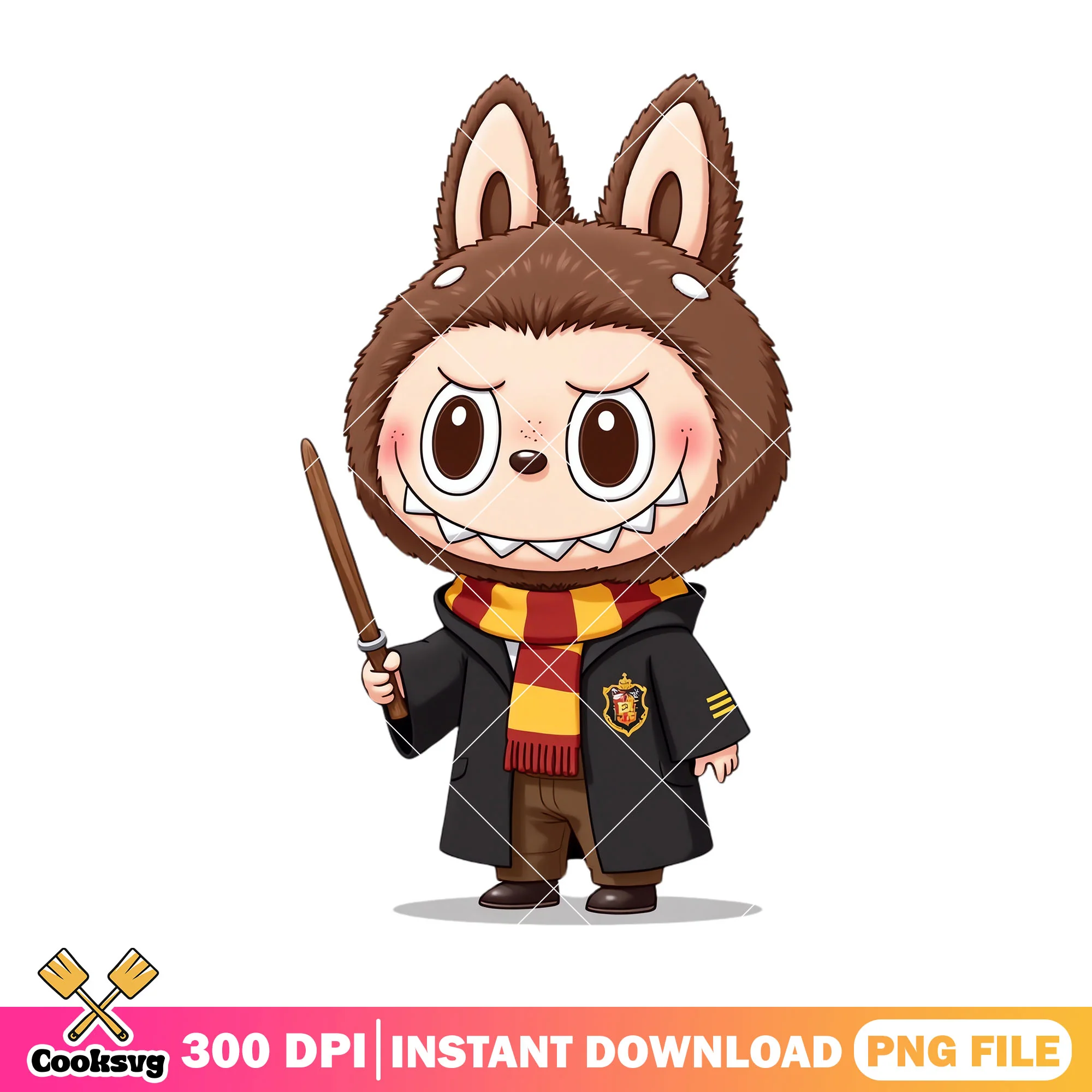 Labubu magician design png, labubu brown png, labubu standing png