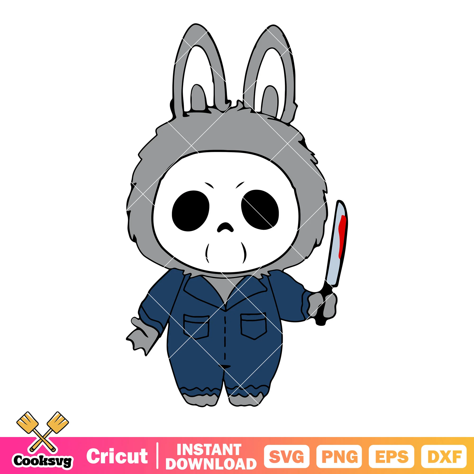 Labubu Michael cosplay svg, Michael Myers svg, labubu costume svg