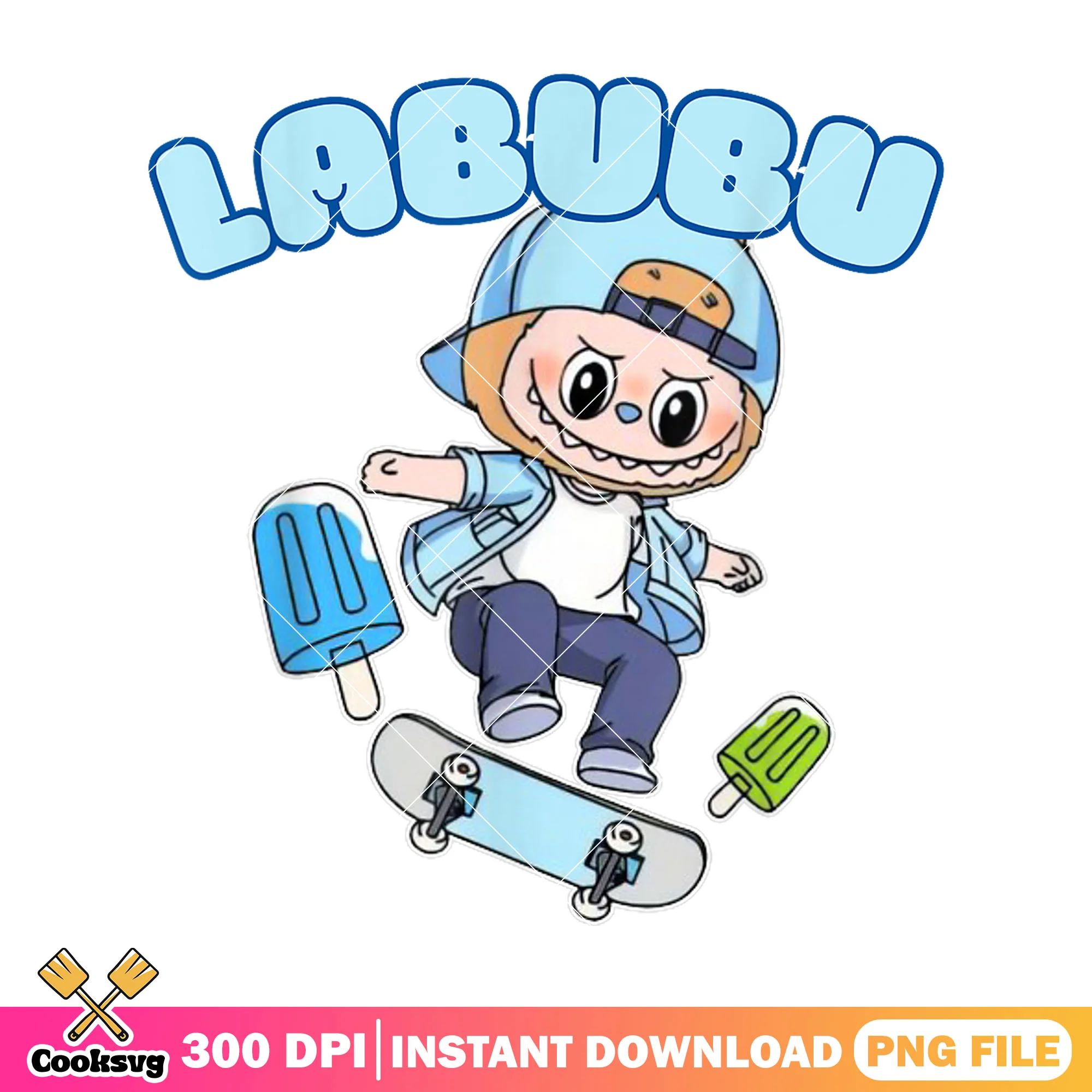 Labubu monster and ice cream png, labubu ice cream cake png