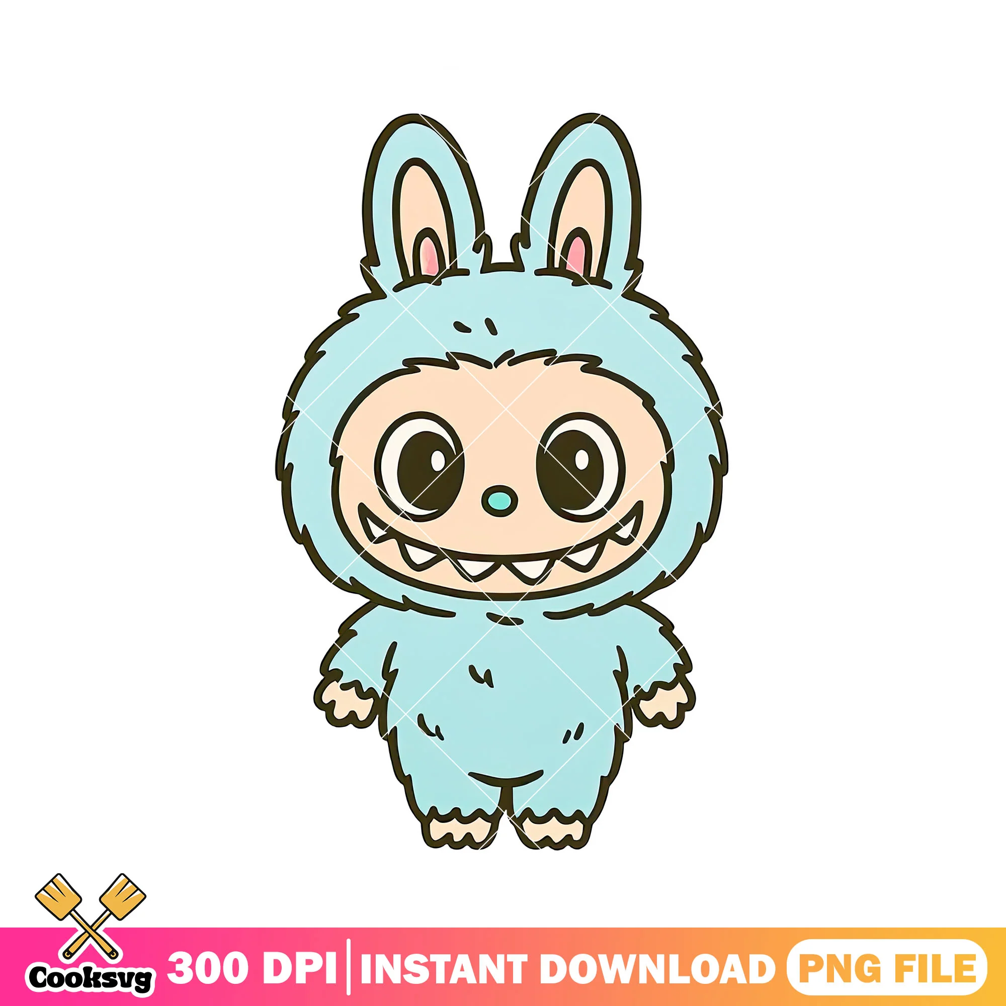 Labubu monster cute design png, green labubu png, plush labubu png