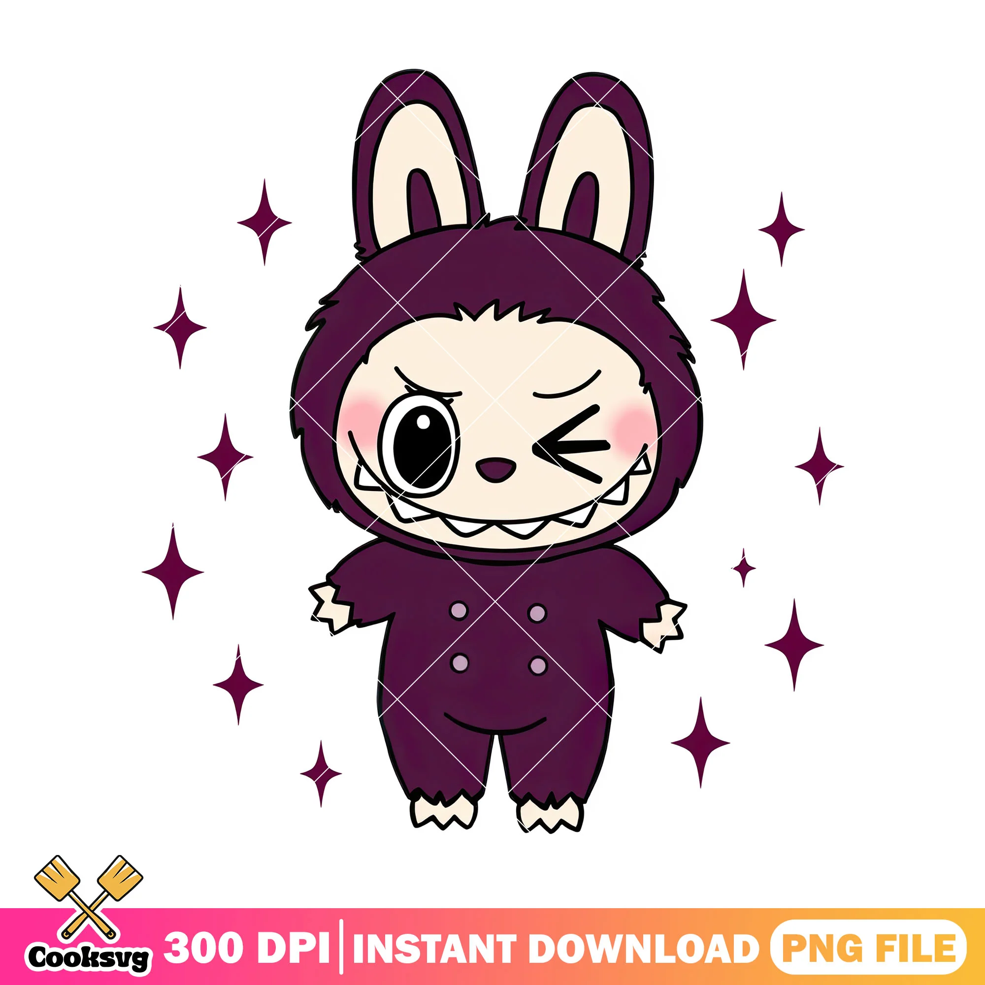 Labubu monster cute png, labubu standing png, labubu plush png