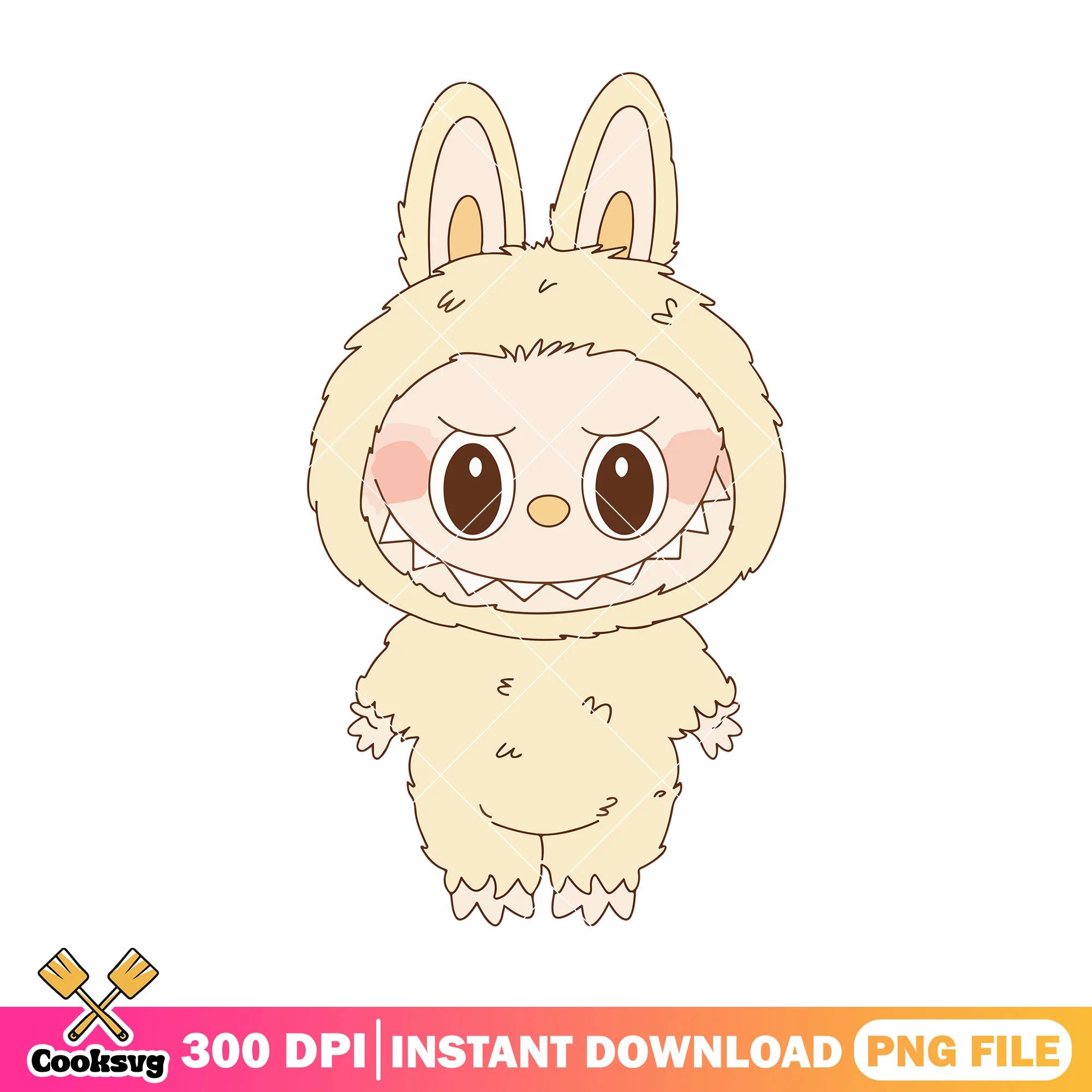 Labubu monster cute png, labubu standing png, labubu yellow png
