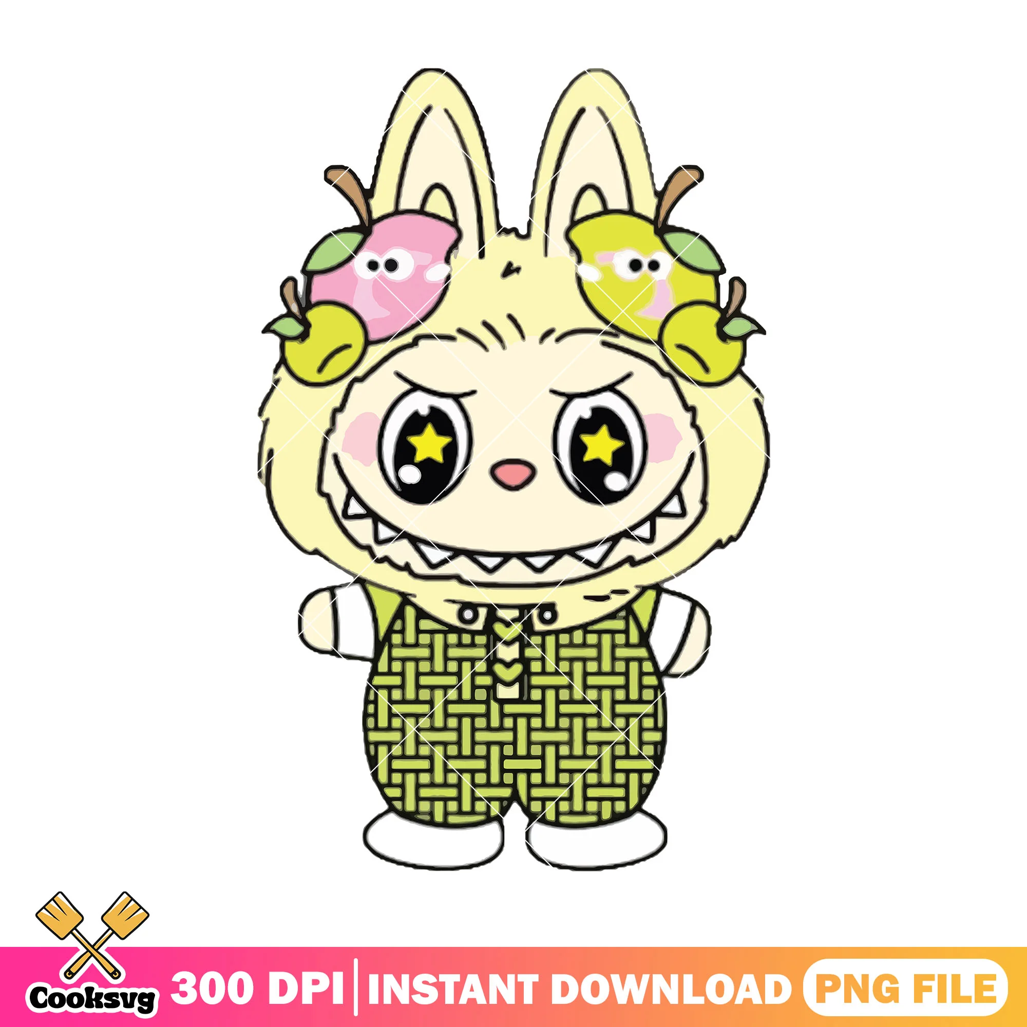 Labubu monster cute png, labubu yellow png, cute labubu png