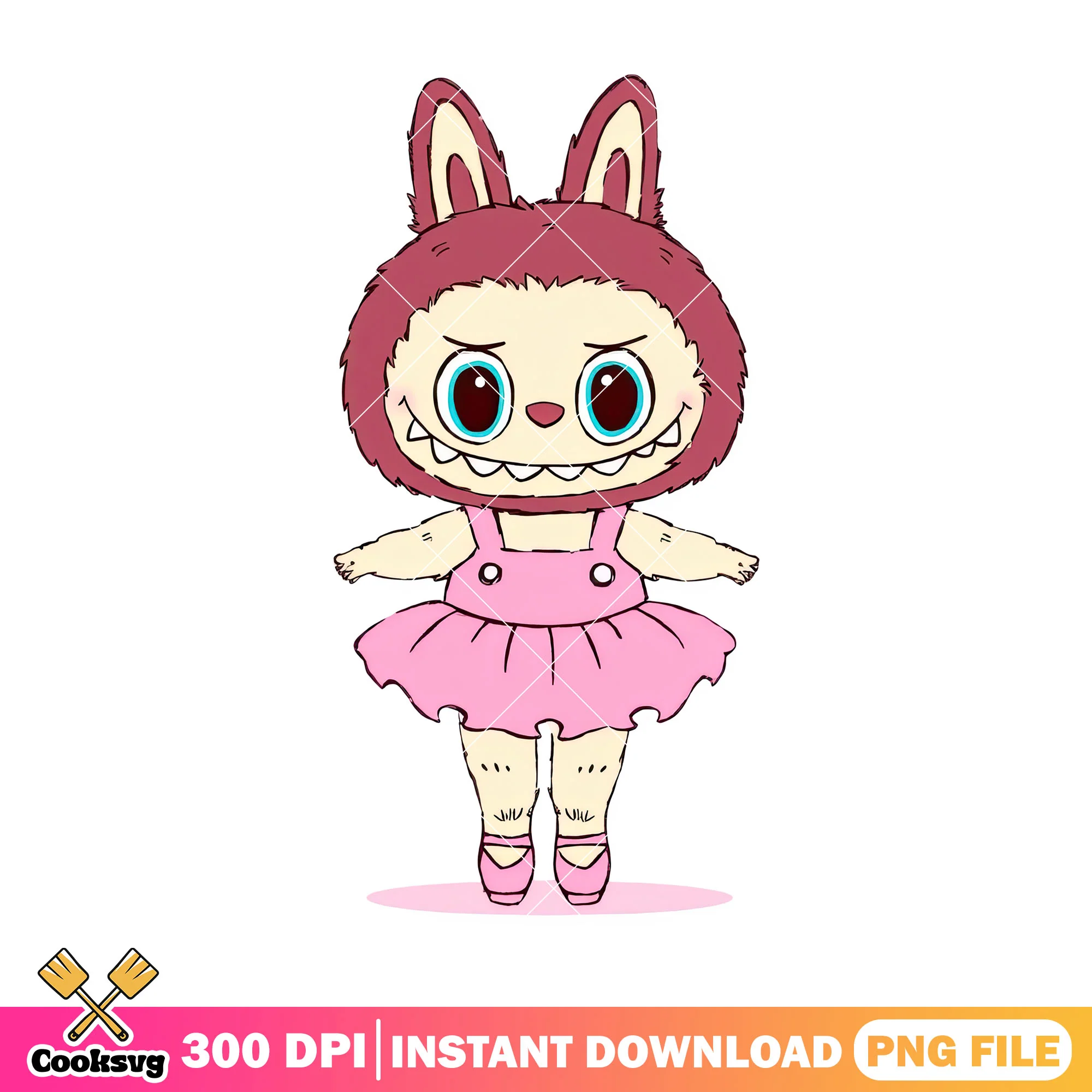 Labubu monster dancing png, labubu dress png, labubu cute png