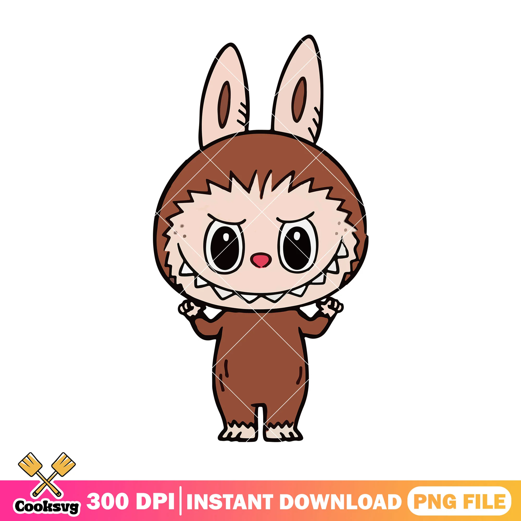 Labubu monster design png, labubu brown png, labubu standing png