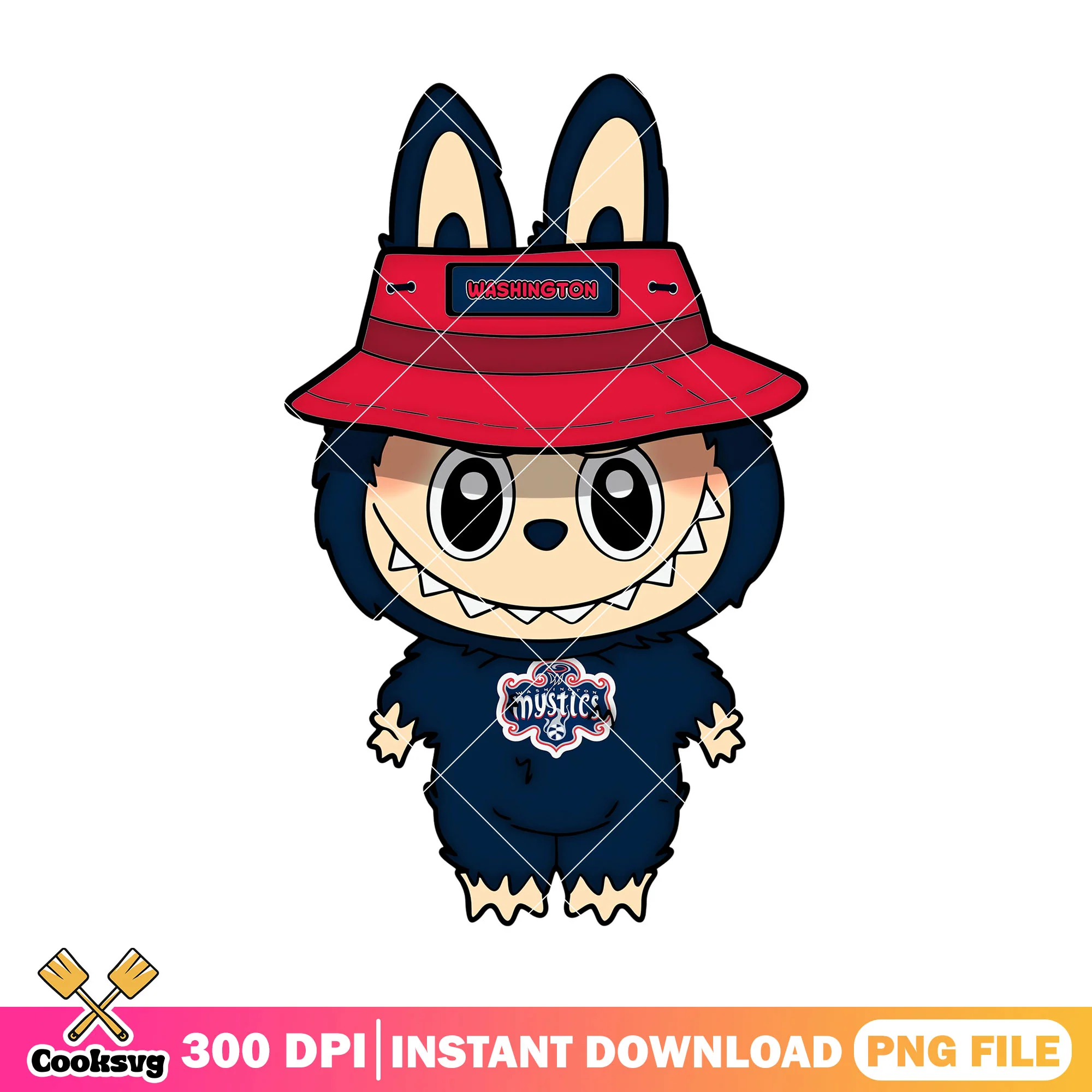 Labubu monster design png, labubu plush png, washington mystics png