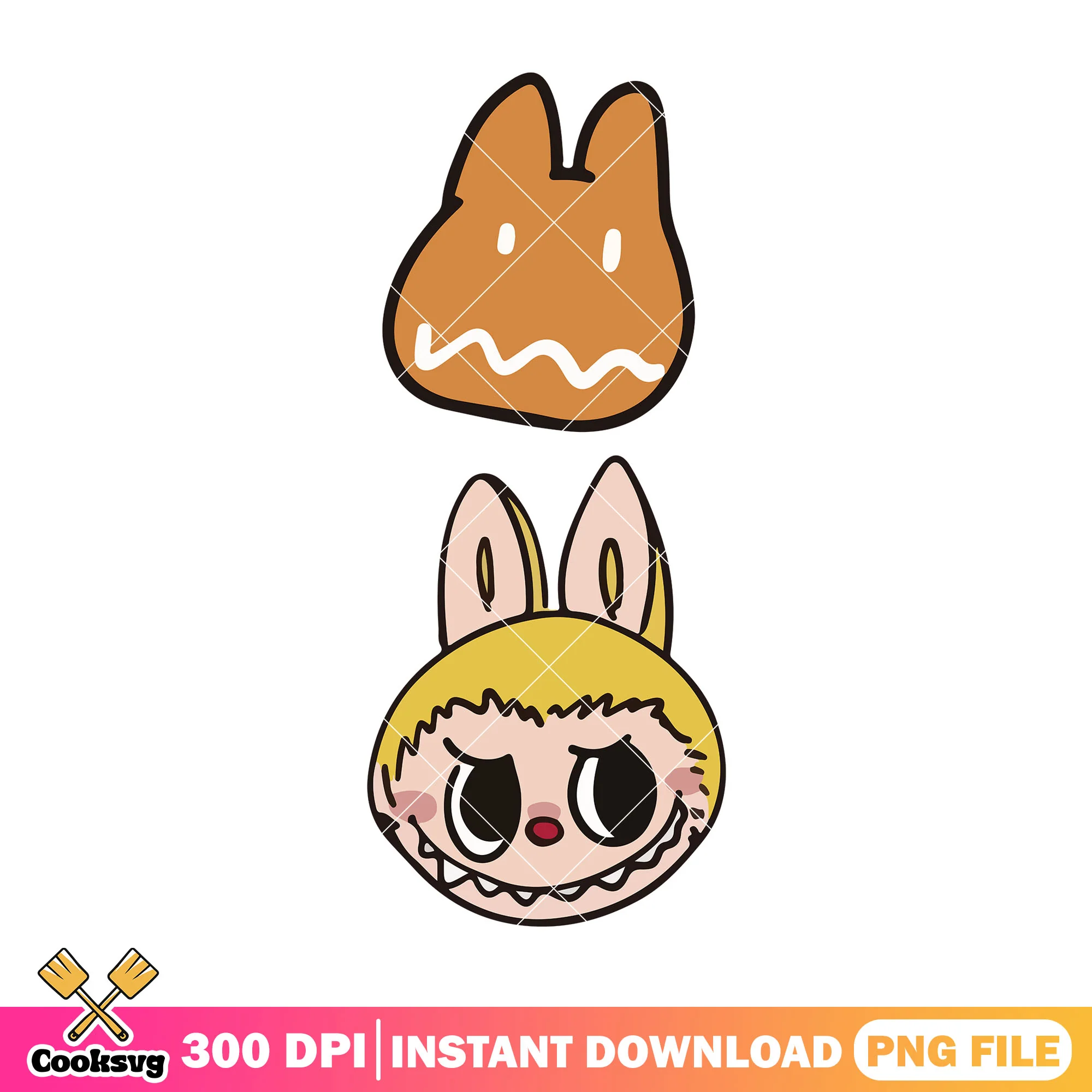 Labubu monster head png, labubu orange png, labubu cute png
