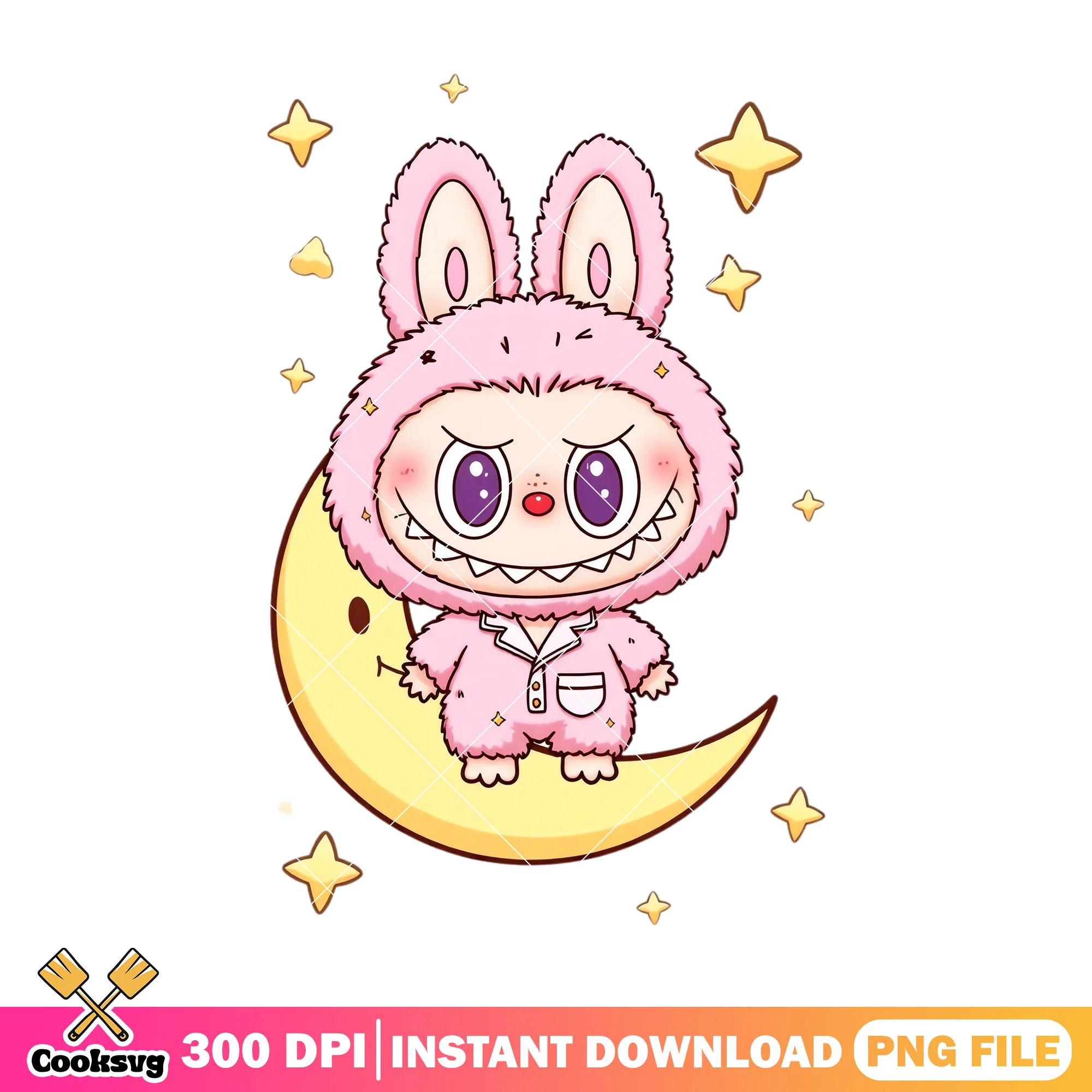 Labubu monster on the moon png, labubu standing png, labubu cute png