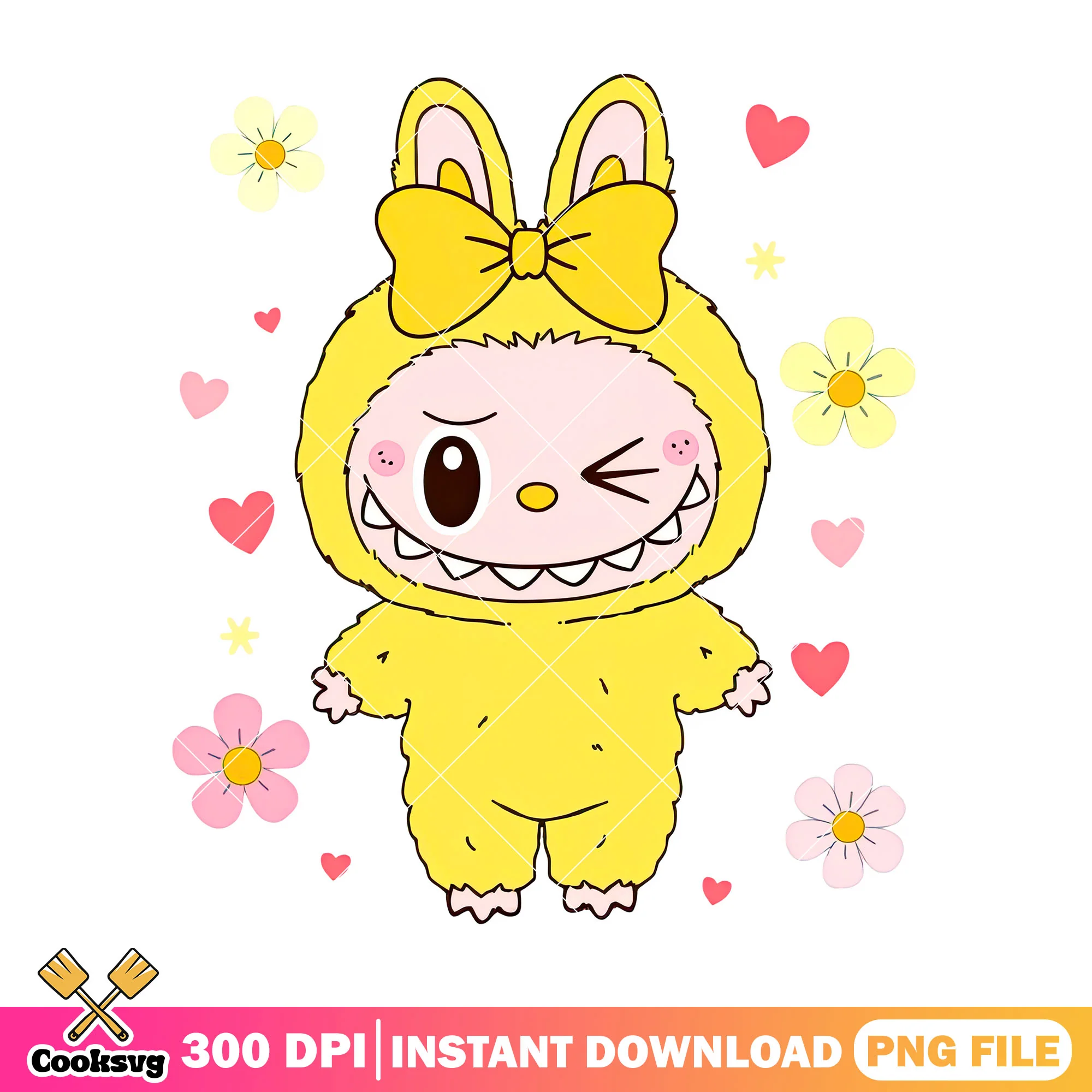Labubu monster png, labubu baby png, labubu yellow png