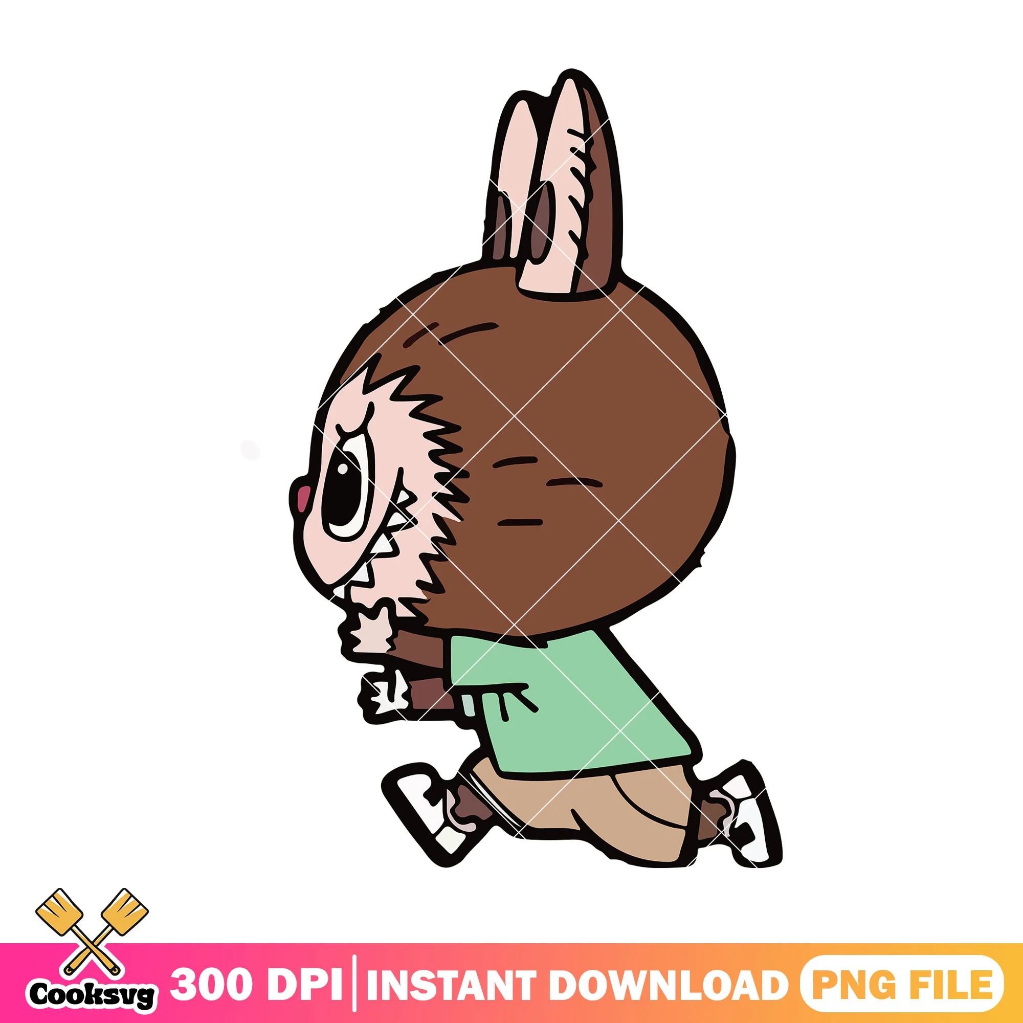 Labubu monster running png, labubu brown png, labubu cute png