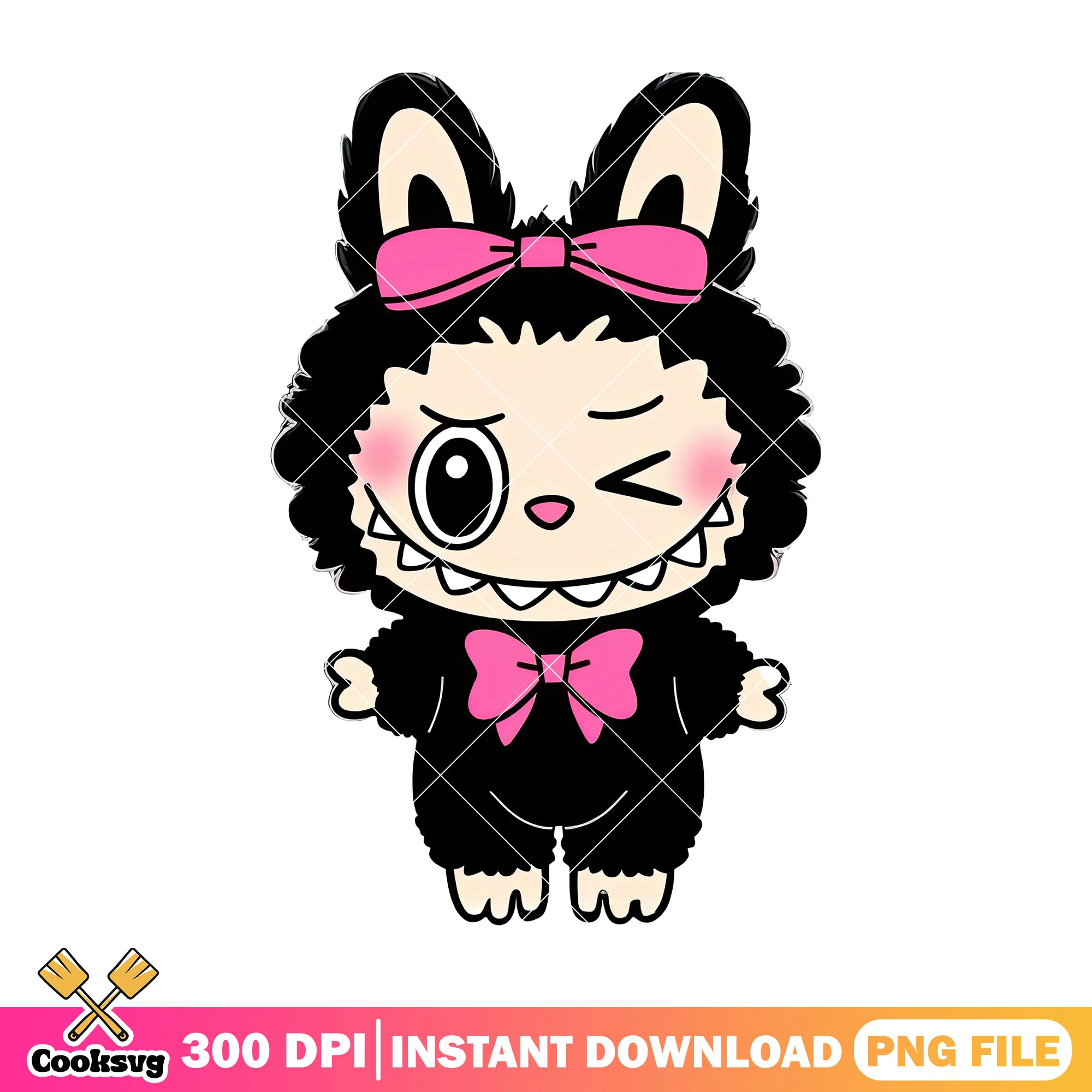 Labubu monster wink design png, labubu girl png, labubu png