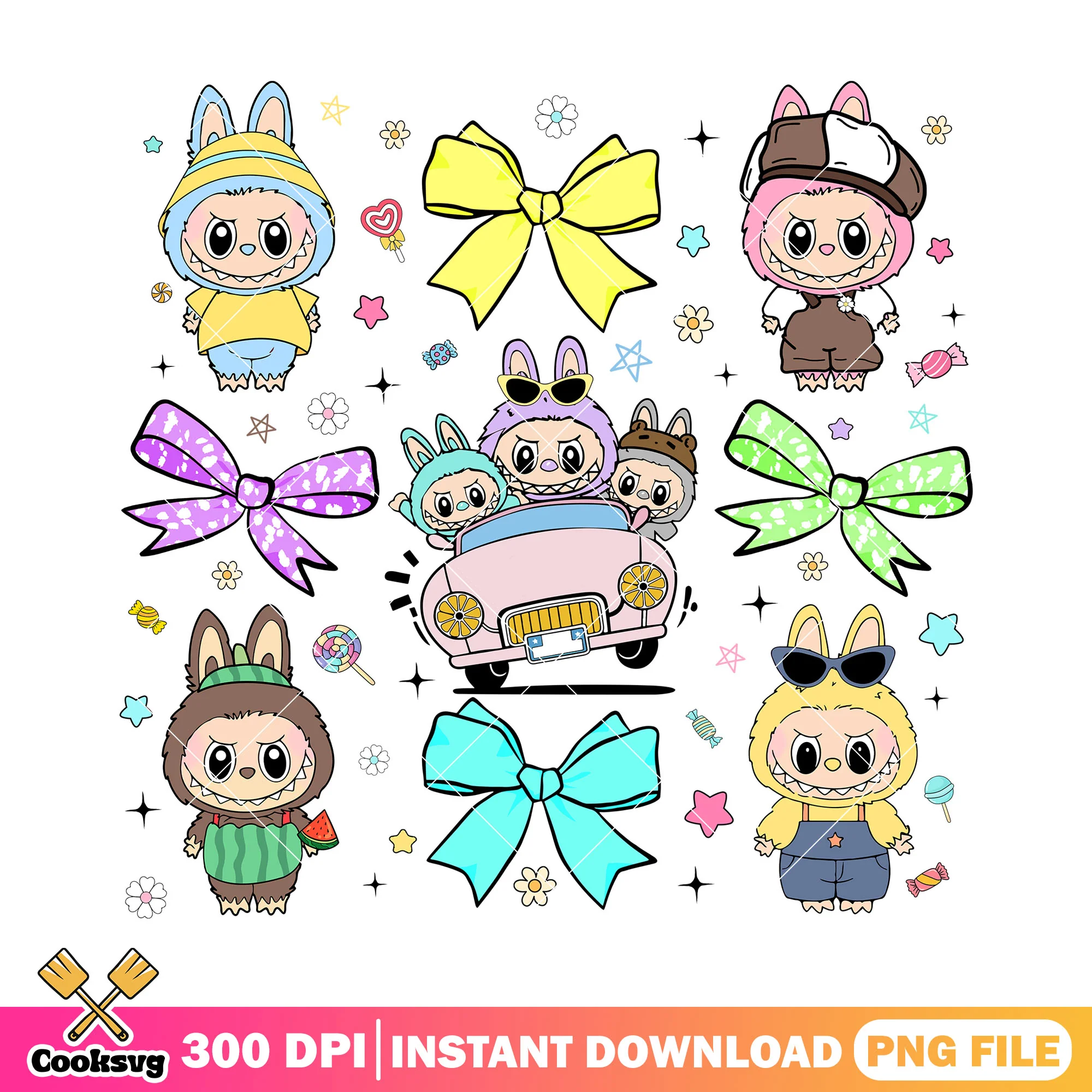 Labubu monsters design png, labubu car seat png, labubu art png