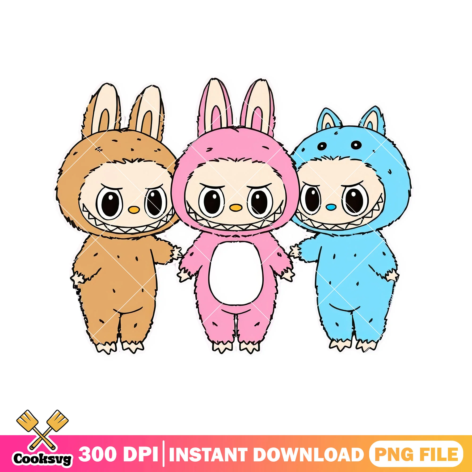 Labubu monsters design png, labubu friends png, labubu colours png