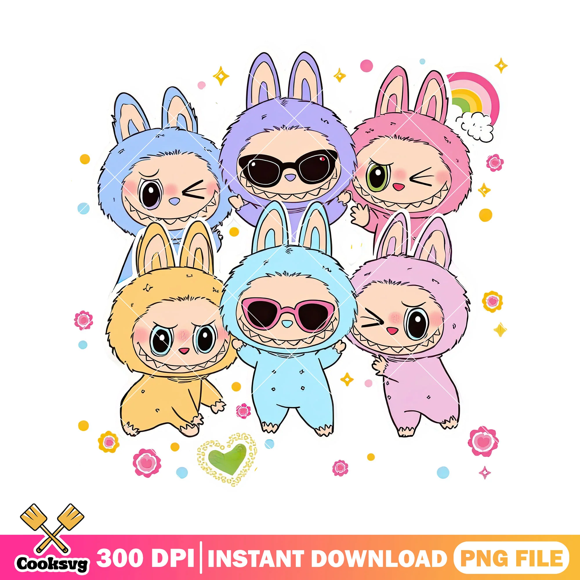Labubu monsters png, labubu friends png, labubu plush png