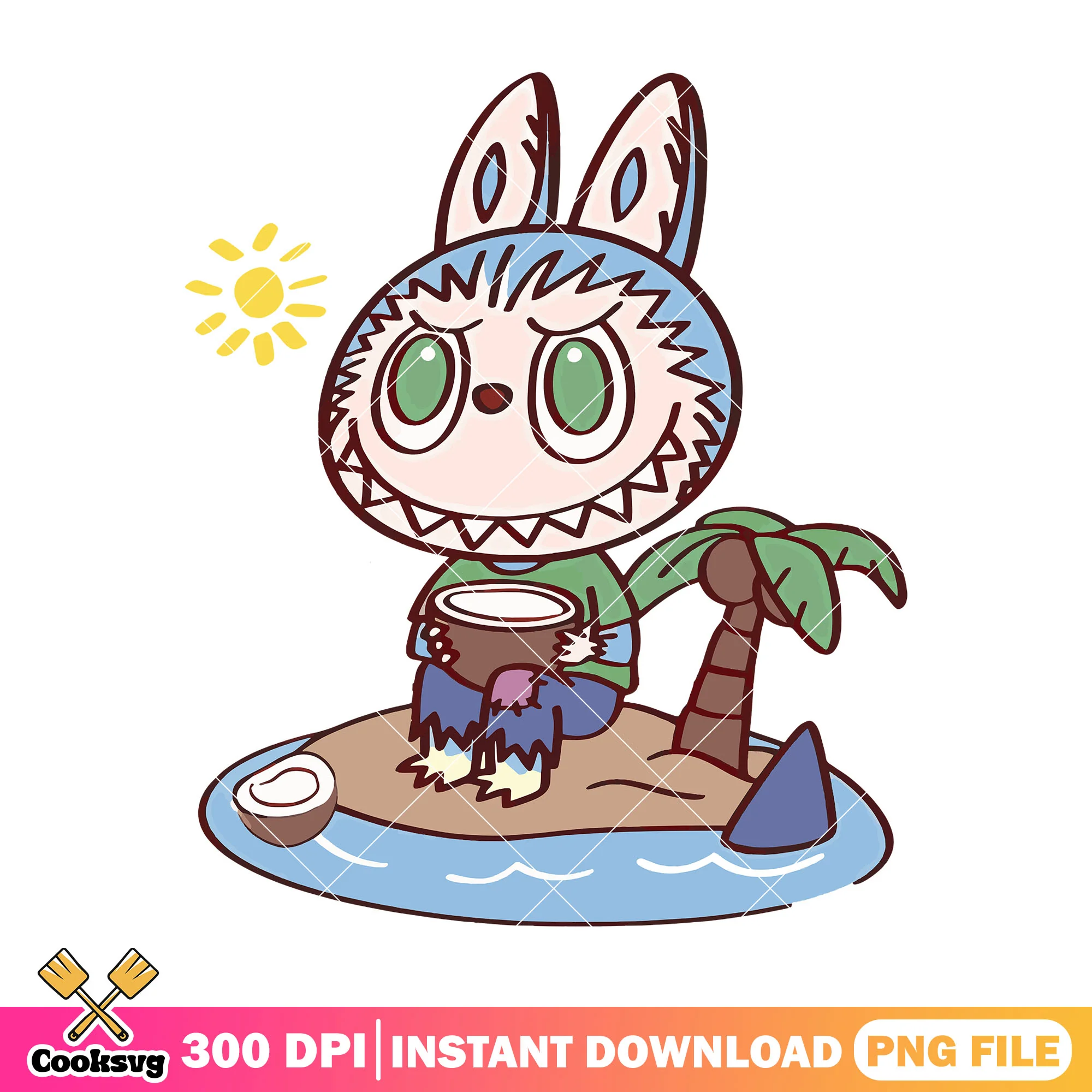 Labubu on island png, labubu monster png, labubu art png