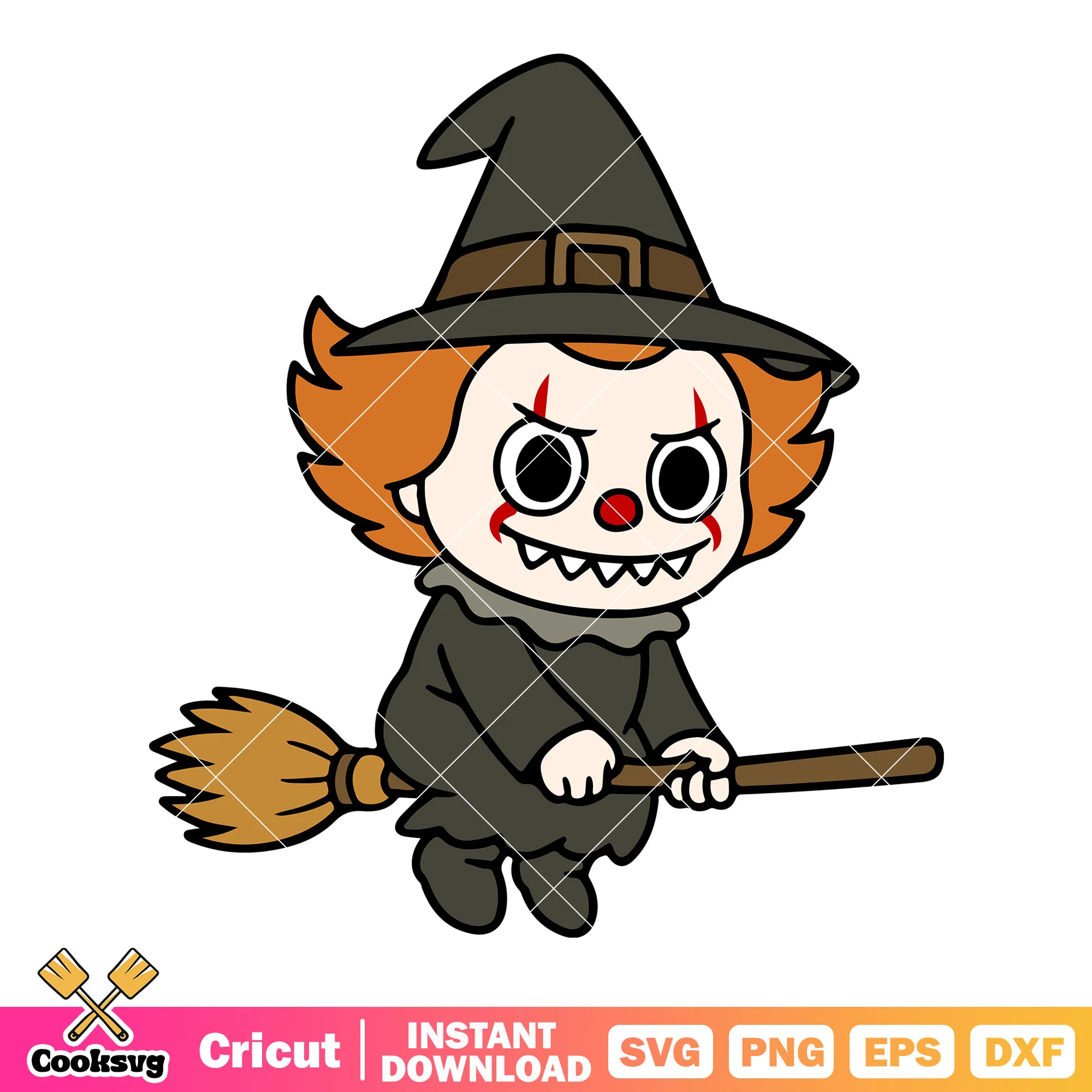 Labubu pennywise witch svg, pennywise costume svg, labubu witch svg