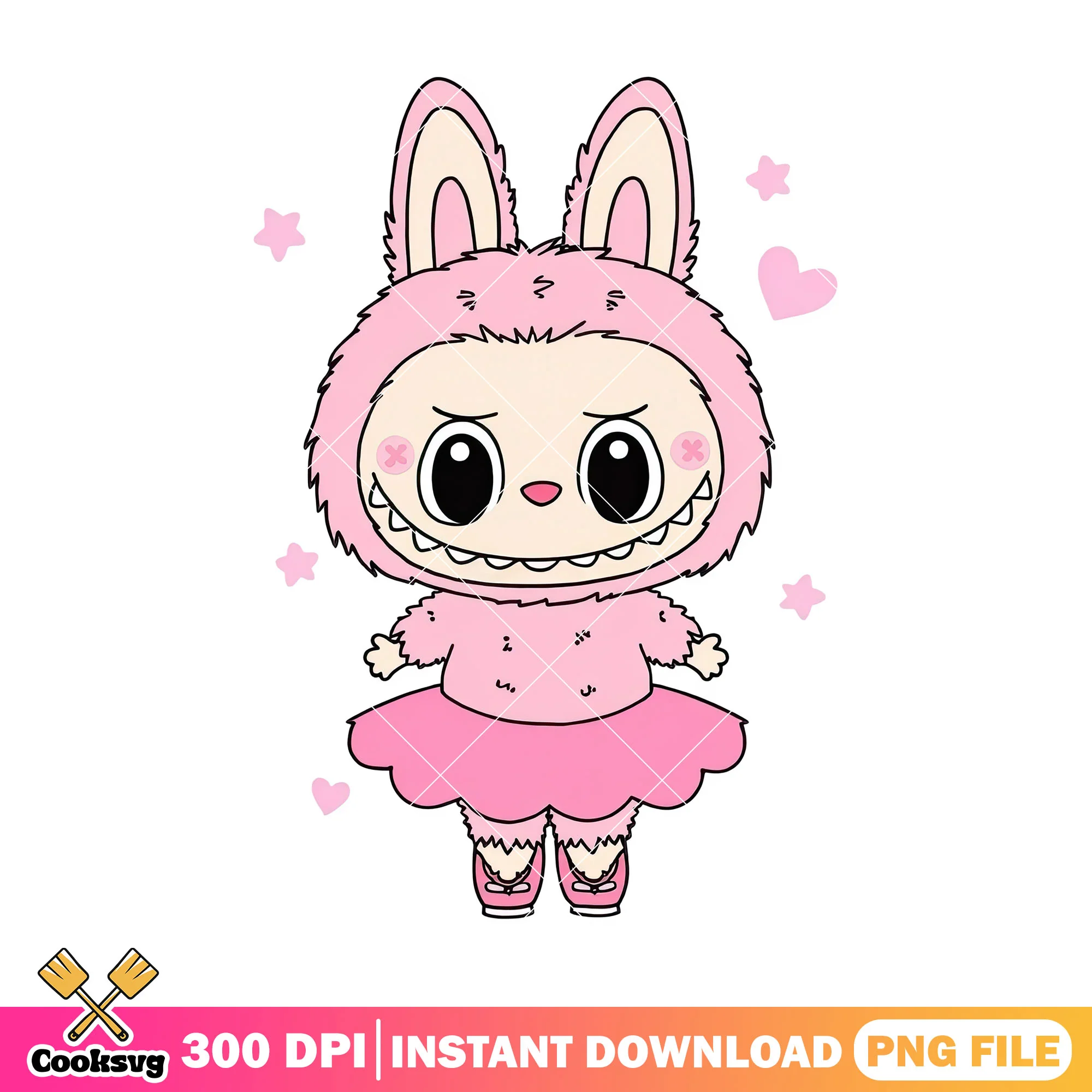 Labubu pink dancing png, pink labubu png, labubu monster png