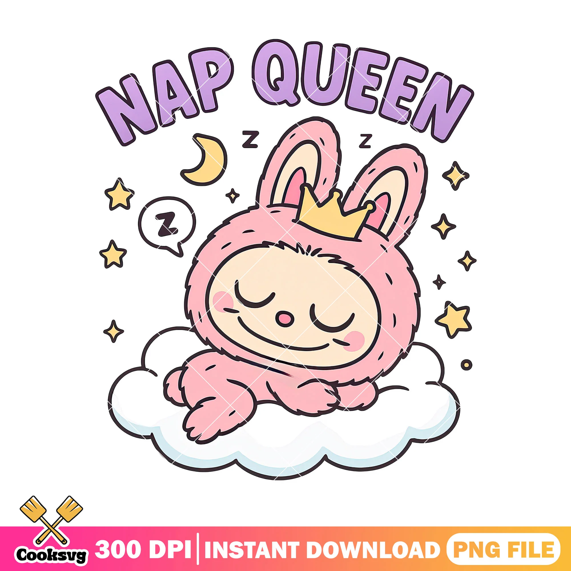 Labubu pink nap queen png, pink labubu png, labubu sleeping png