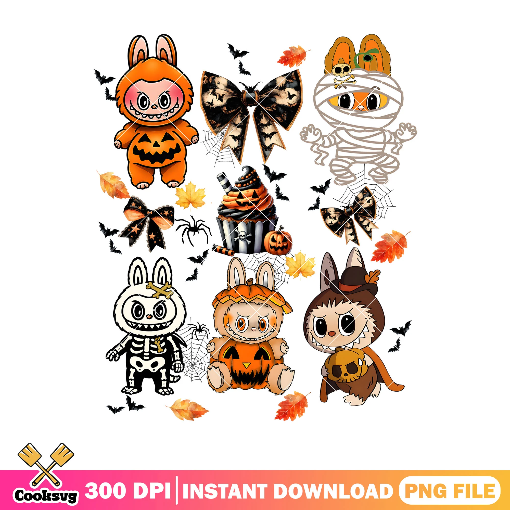 Labubu pumpkin vibes png, pumpkin labubu png, halloween labubu png