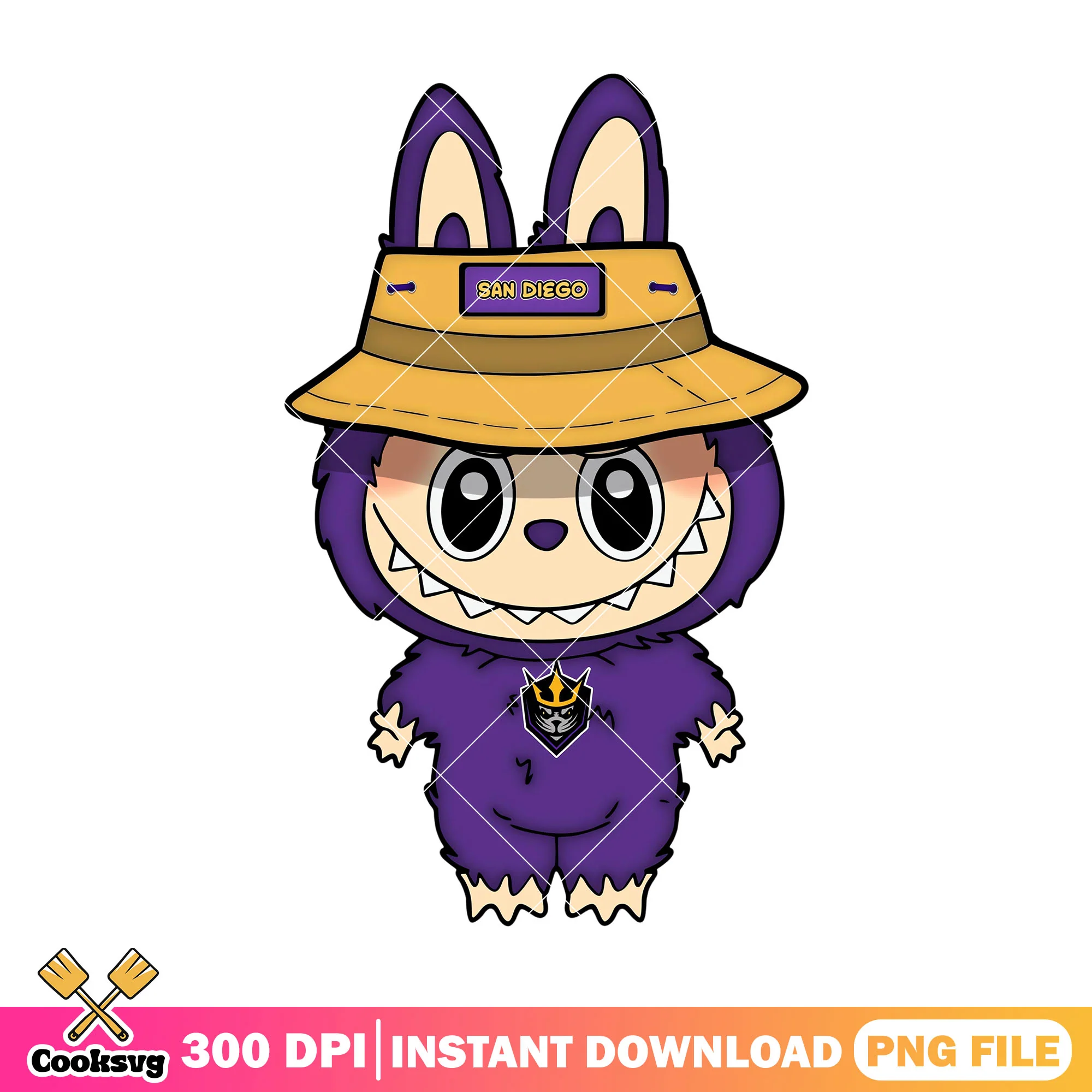 Labubu purple color design png, san diego seals png, labubu hehe png