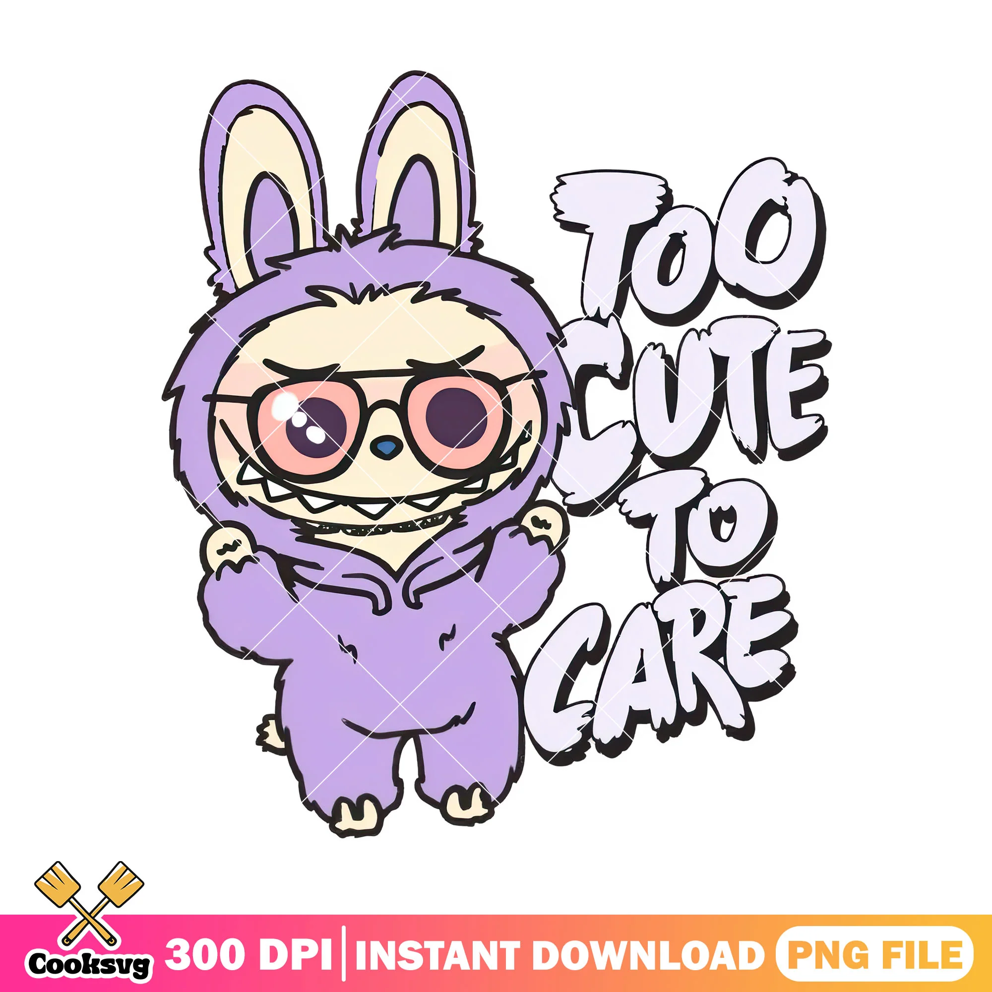 Labubu purple too cute to care png, purple labubu png, love labubu png