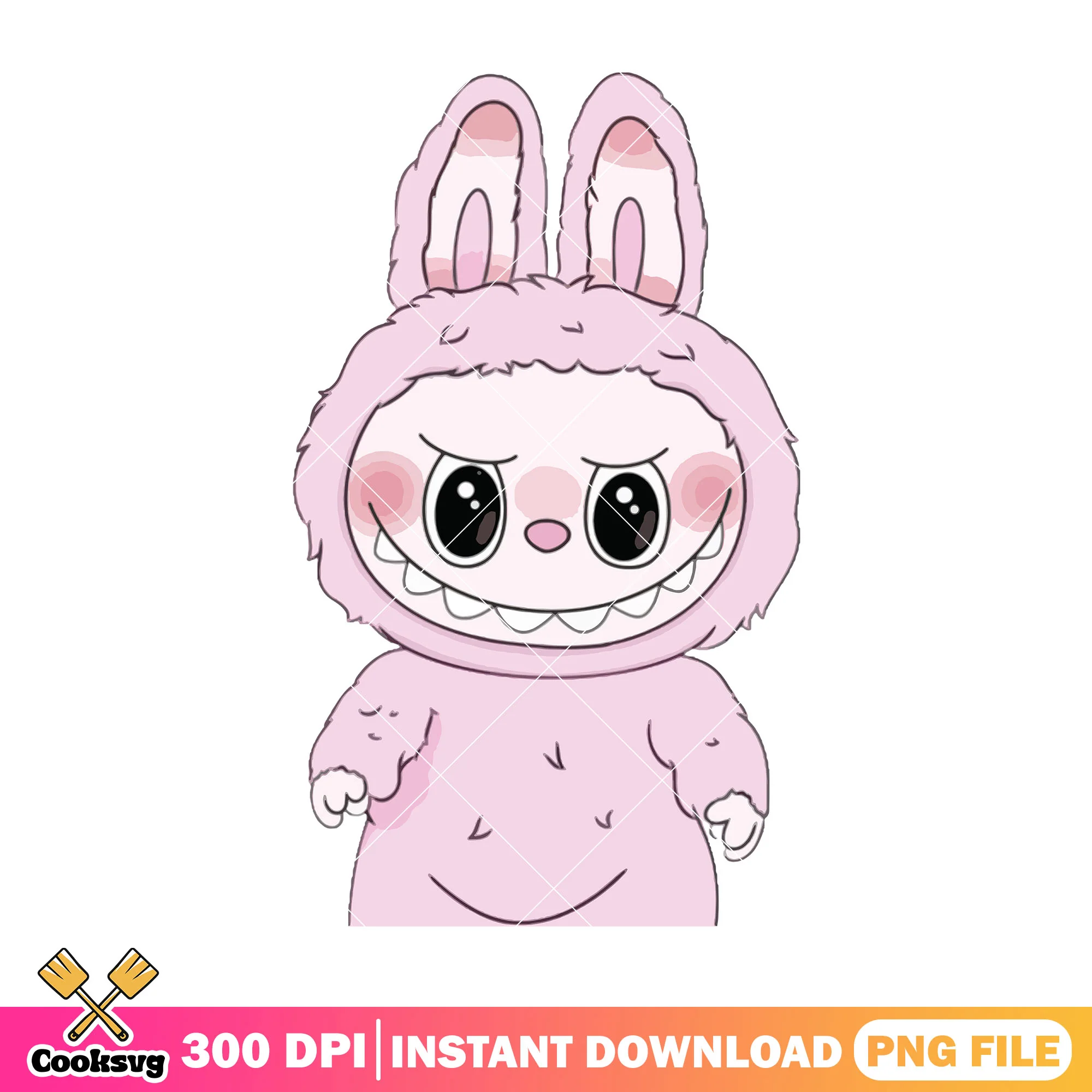Labubu rabbit outfit png, labubu pink png, labubu popmart png