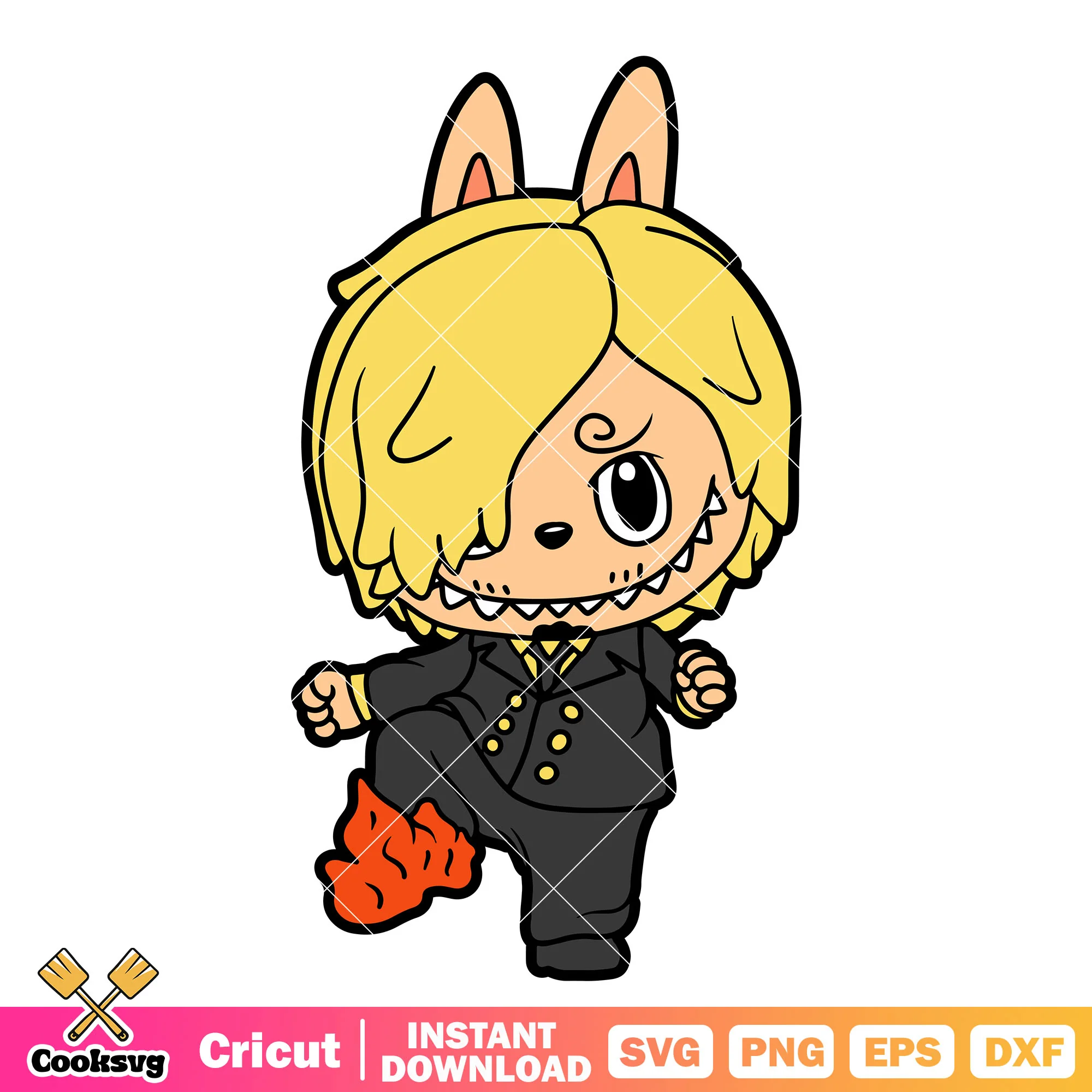 Labubu sanji costume svg, labubu one piece svg, labubu cute svg