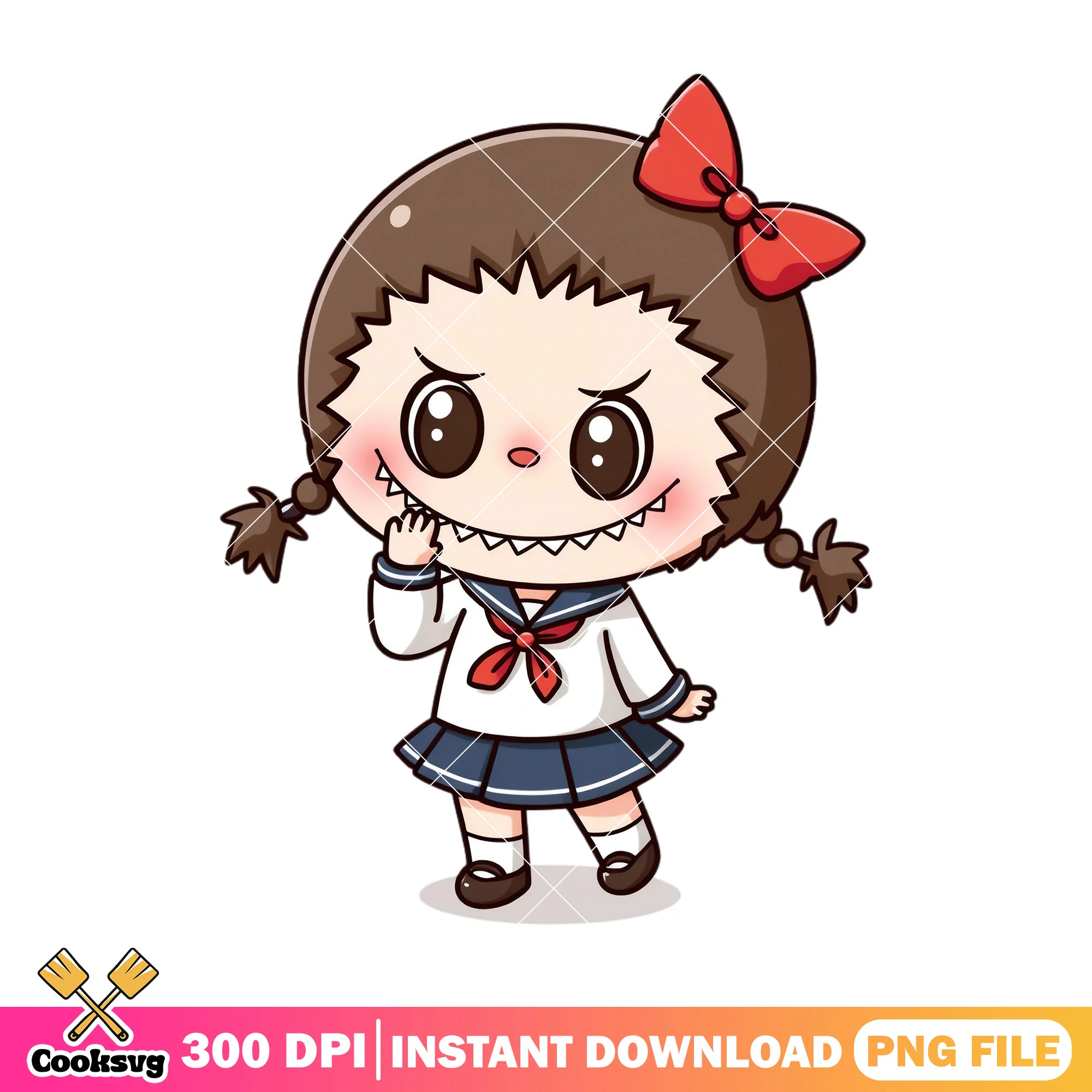 Labubu school girl png, labubu cartoon png, labubu girl png