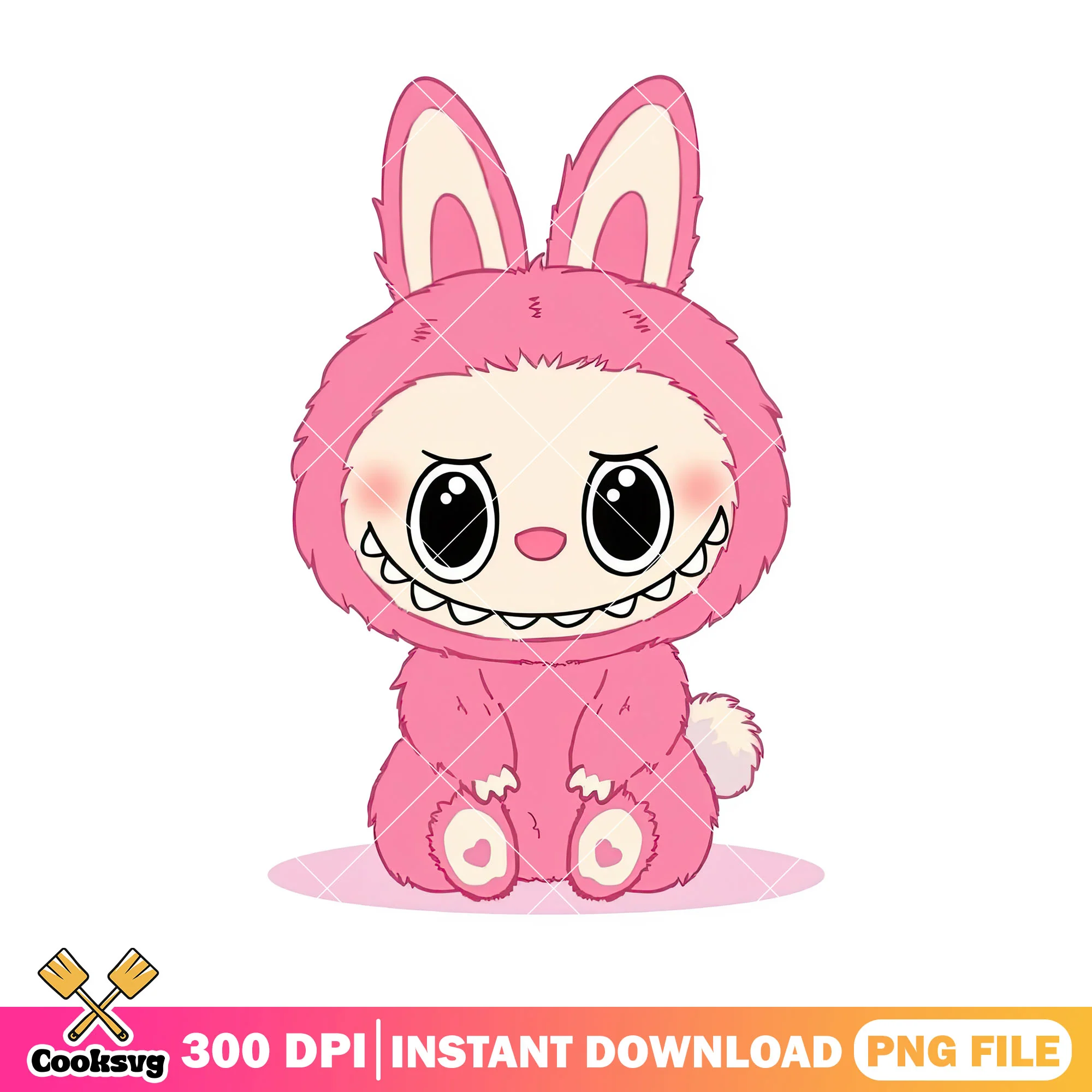 Labubu sitting png, labubu pink png, labubu baby png