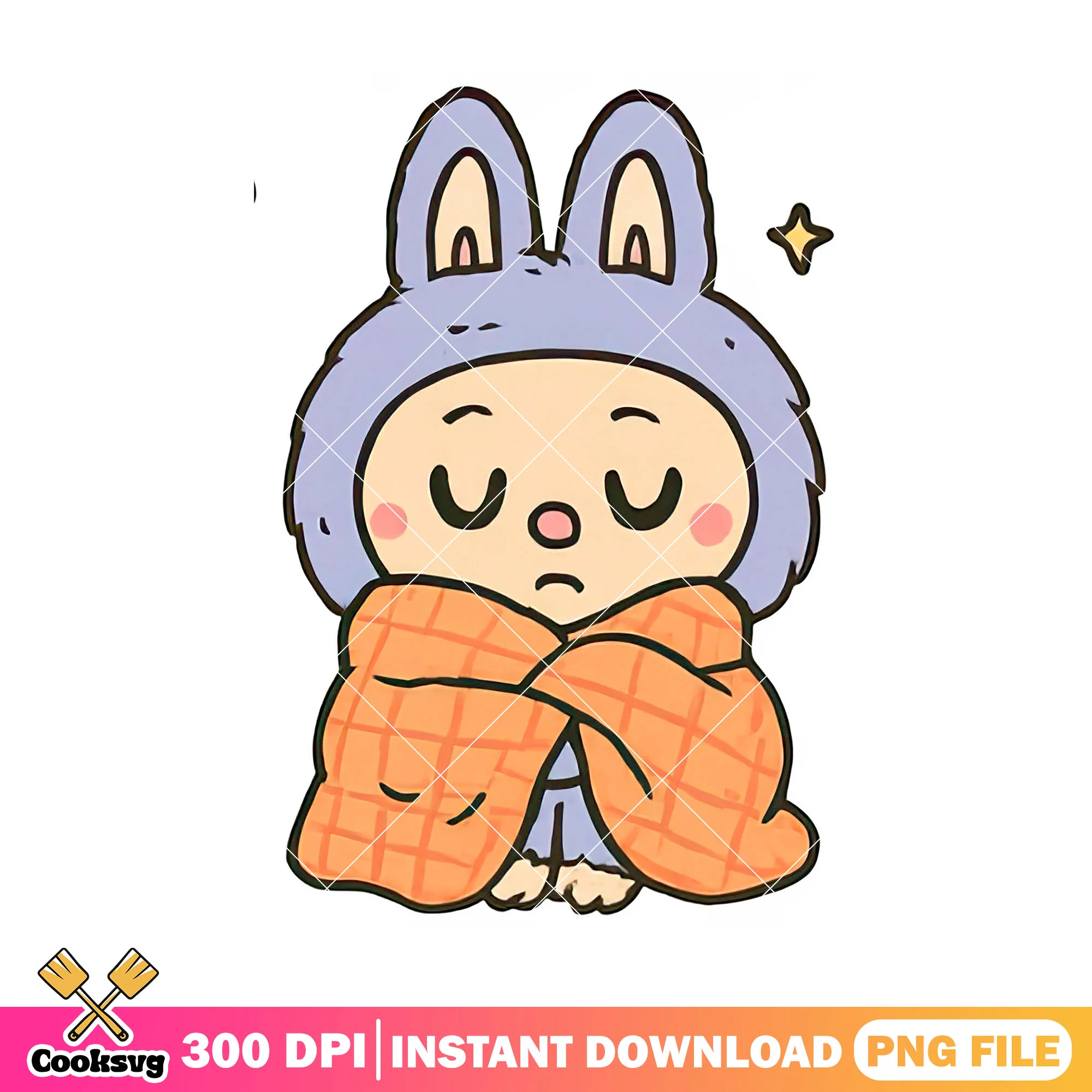 Labubu sleeping design png, labubu purple png, labubu art png