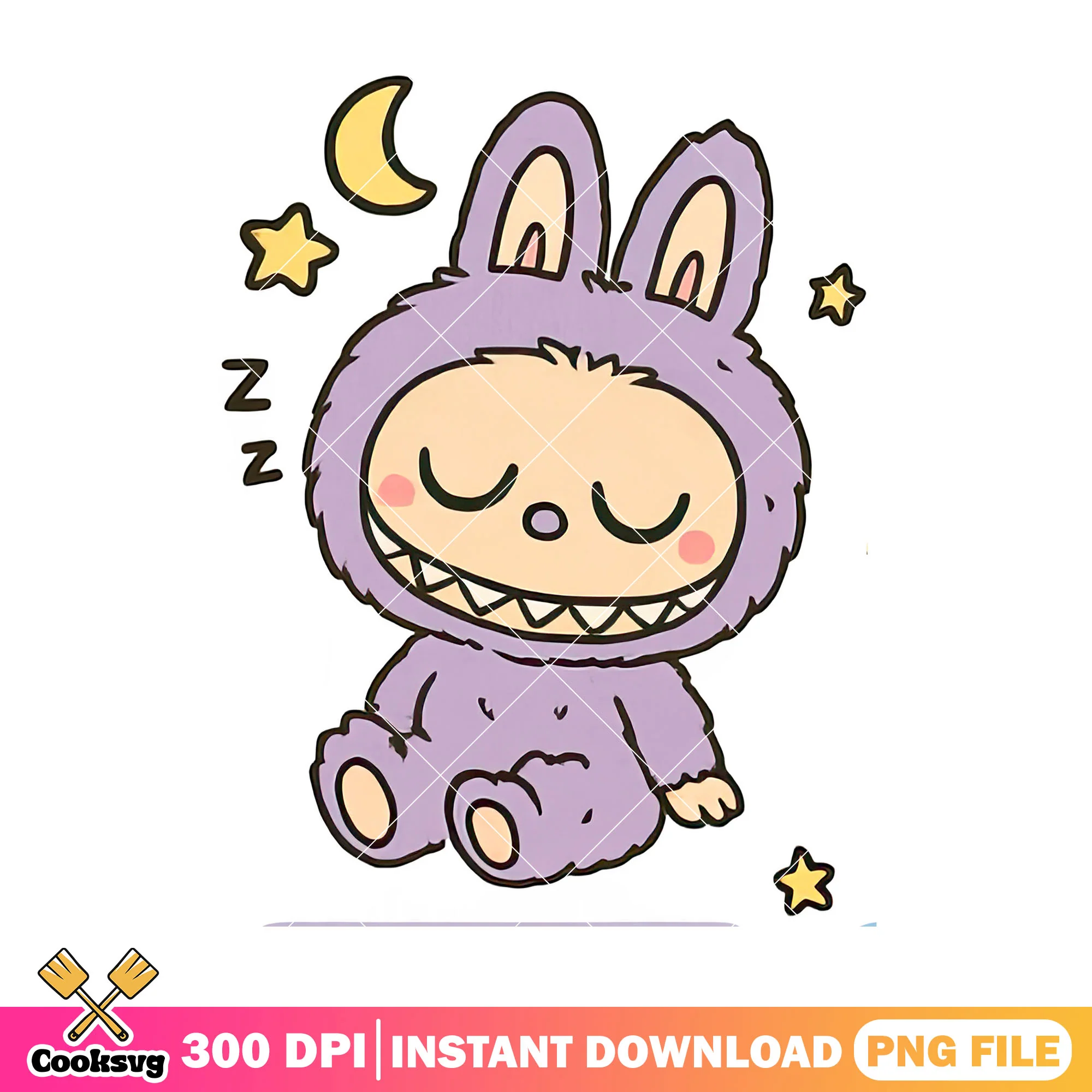 Labubu sleeping png, monster labubu png, labubu purple png