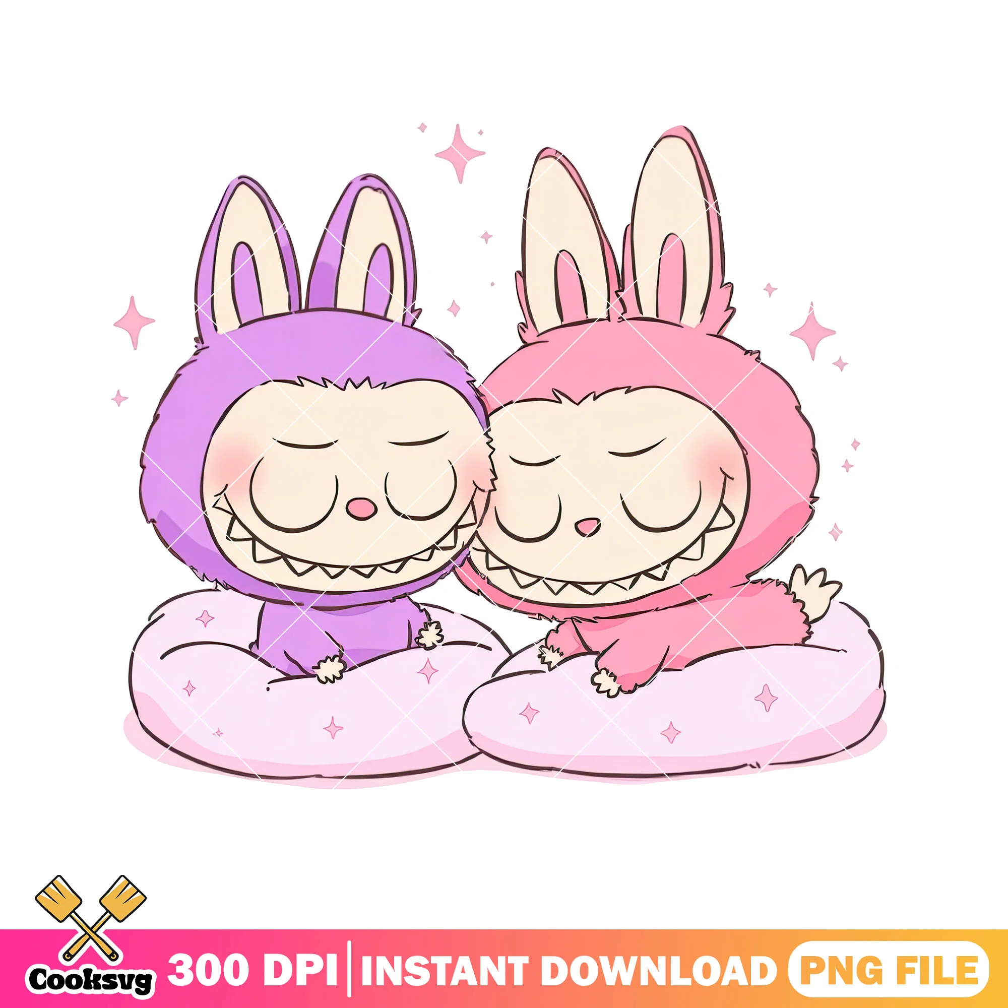 Labubu sleeping png, labubu bf png, labubu happy png