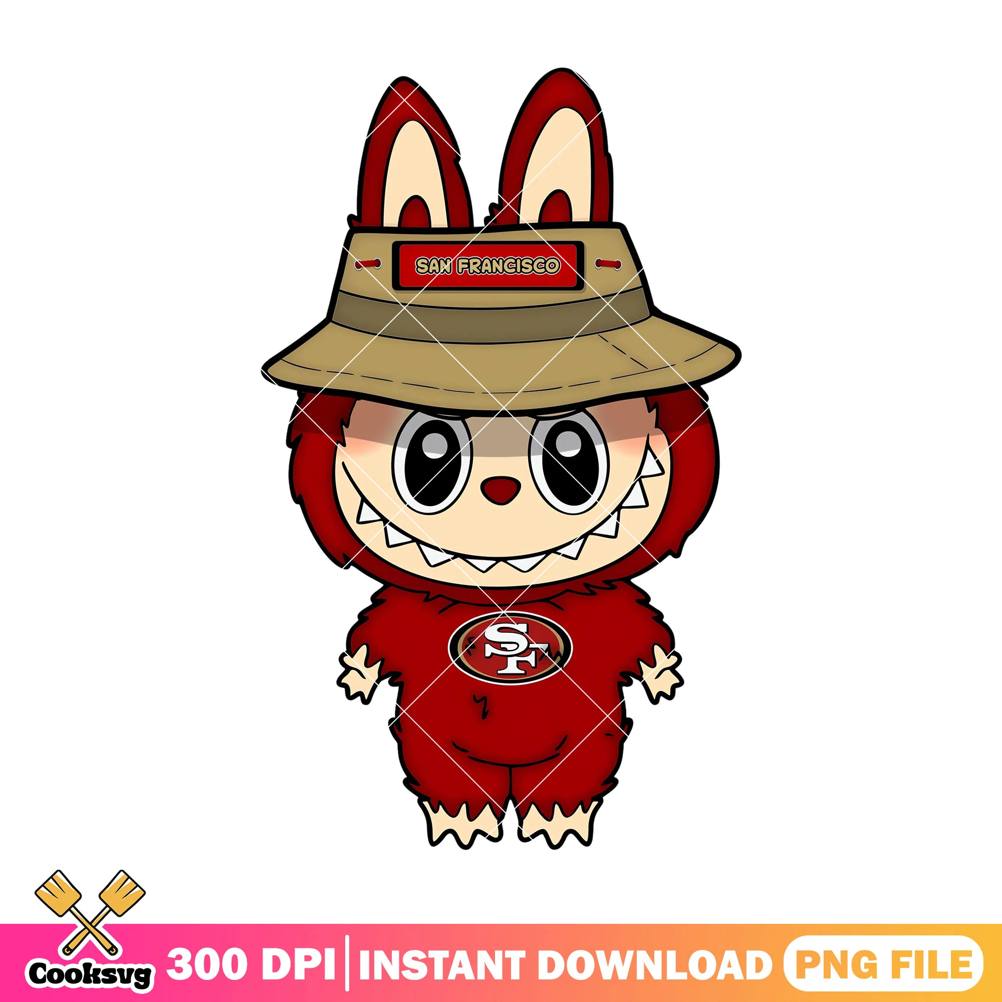 Labubu standing design png, san francisco 49ers png, labubu art png