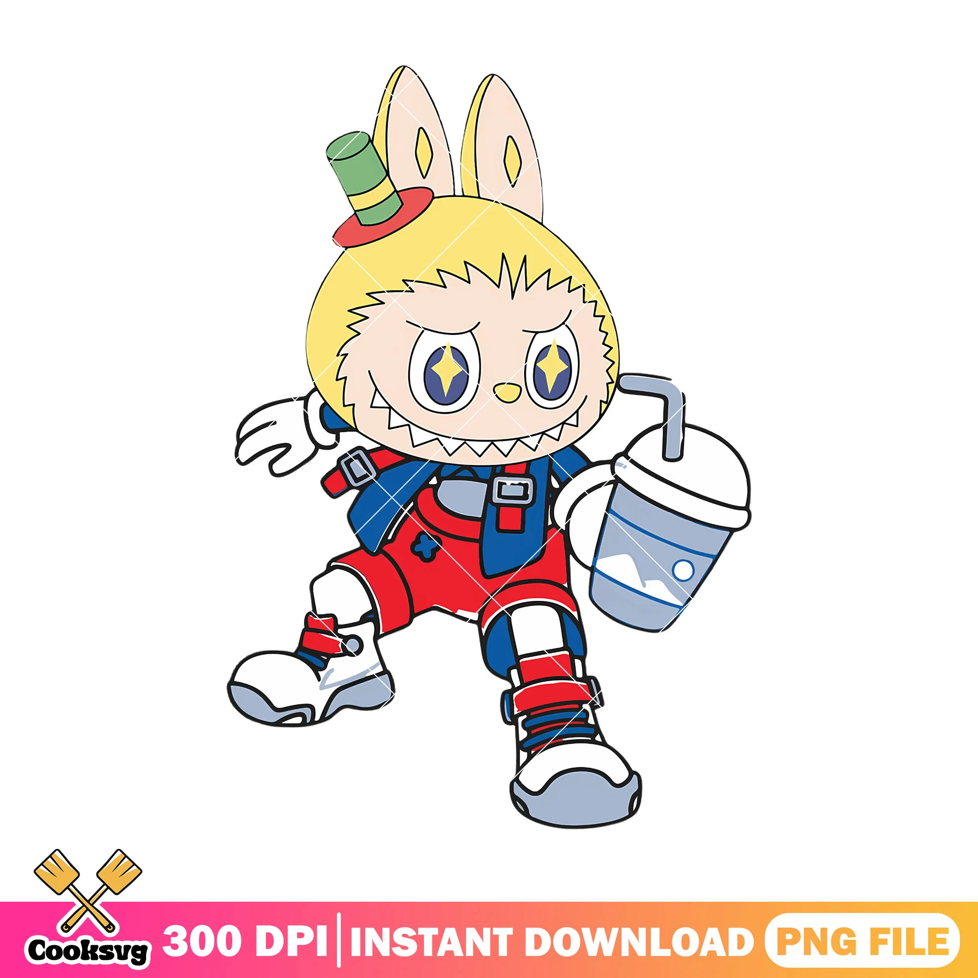 Labubu street style png, labubu yellow png, labubu plush png