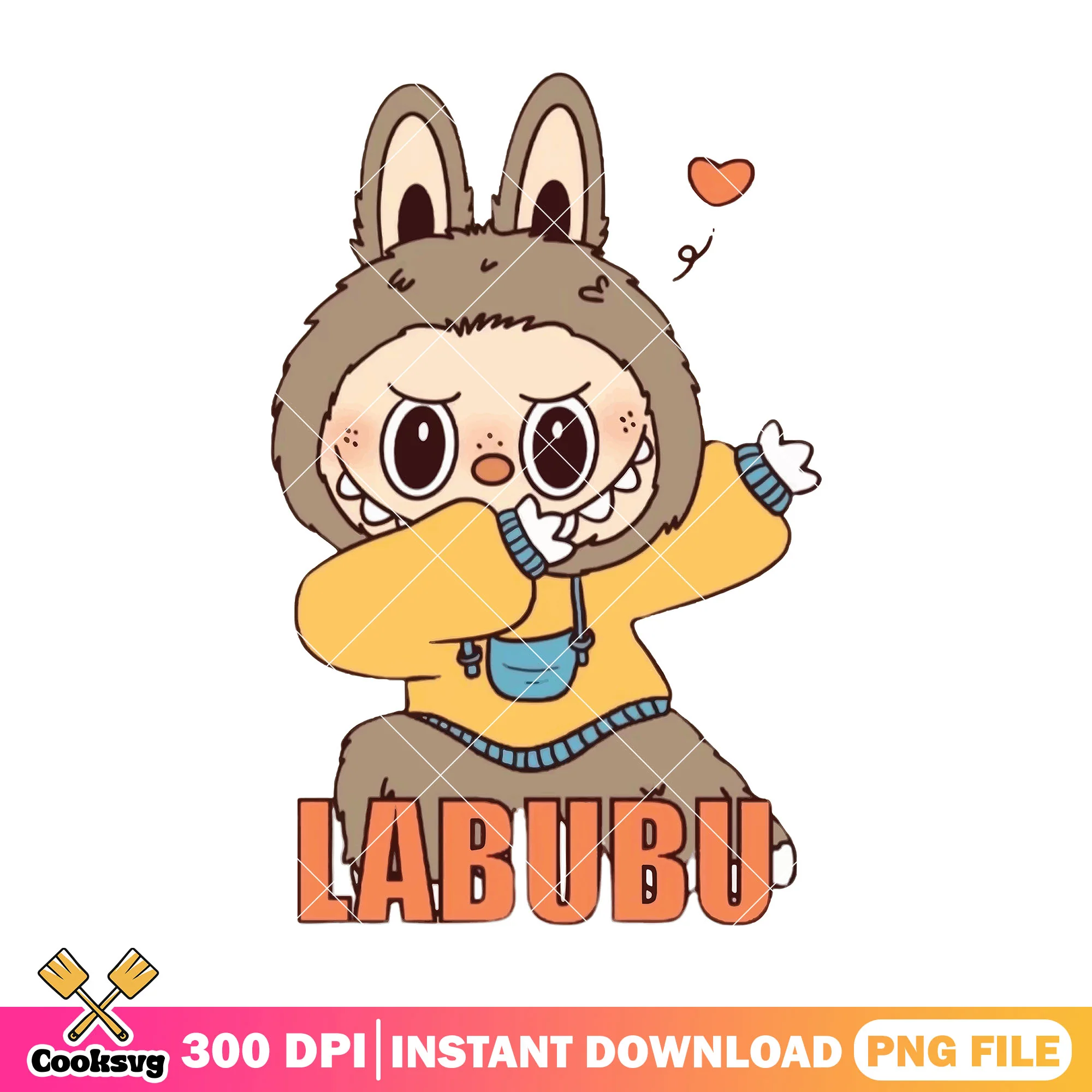 Labubu street style png, labubu brown png, labubu plush png