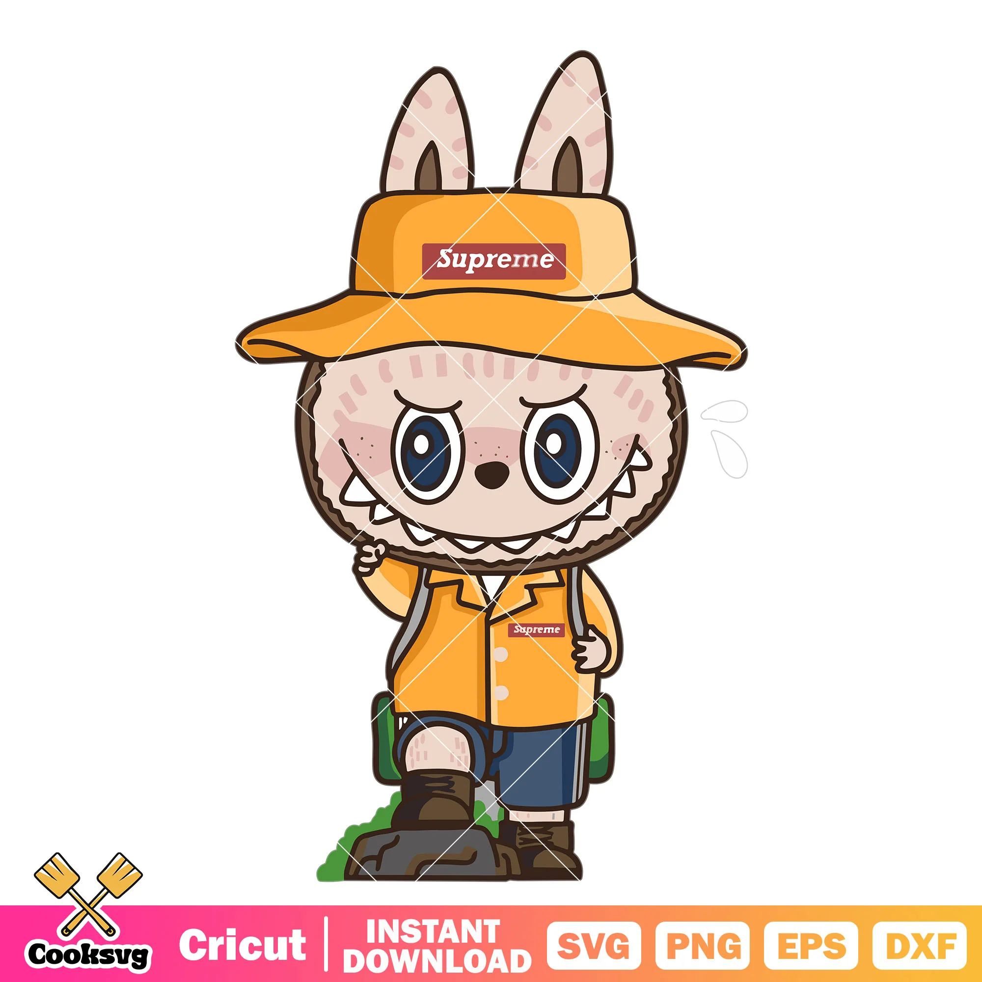 Labubu supreme clother svg, cute labubu svg, labubu clothing svg