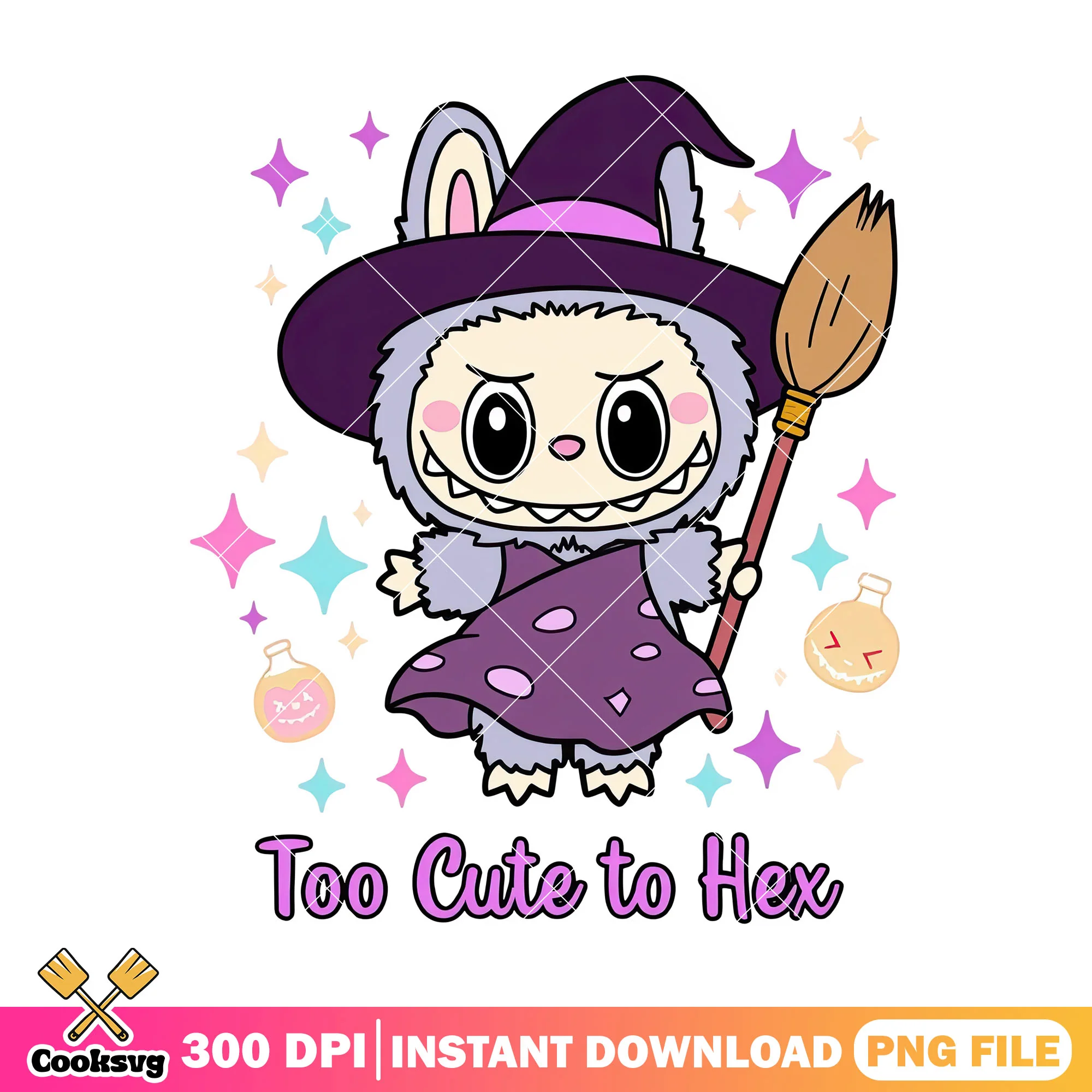 Labubu too cute to hex png, labubu witch png, pop mart labubu png