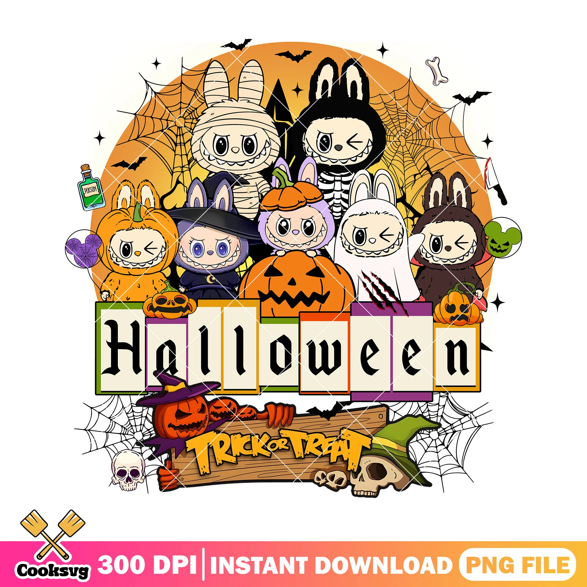 Labubu ToT png, halloween candy png, labubu clothes png