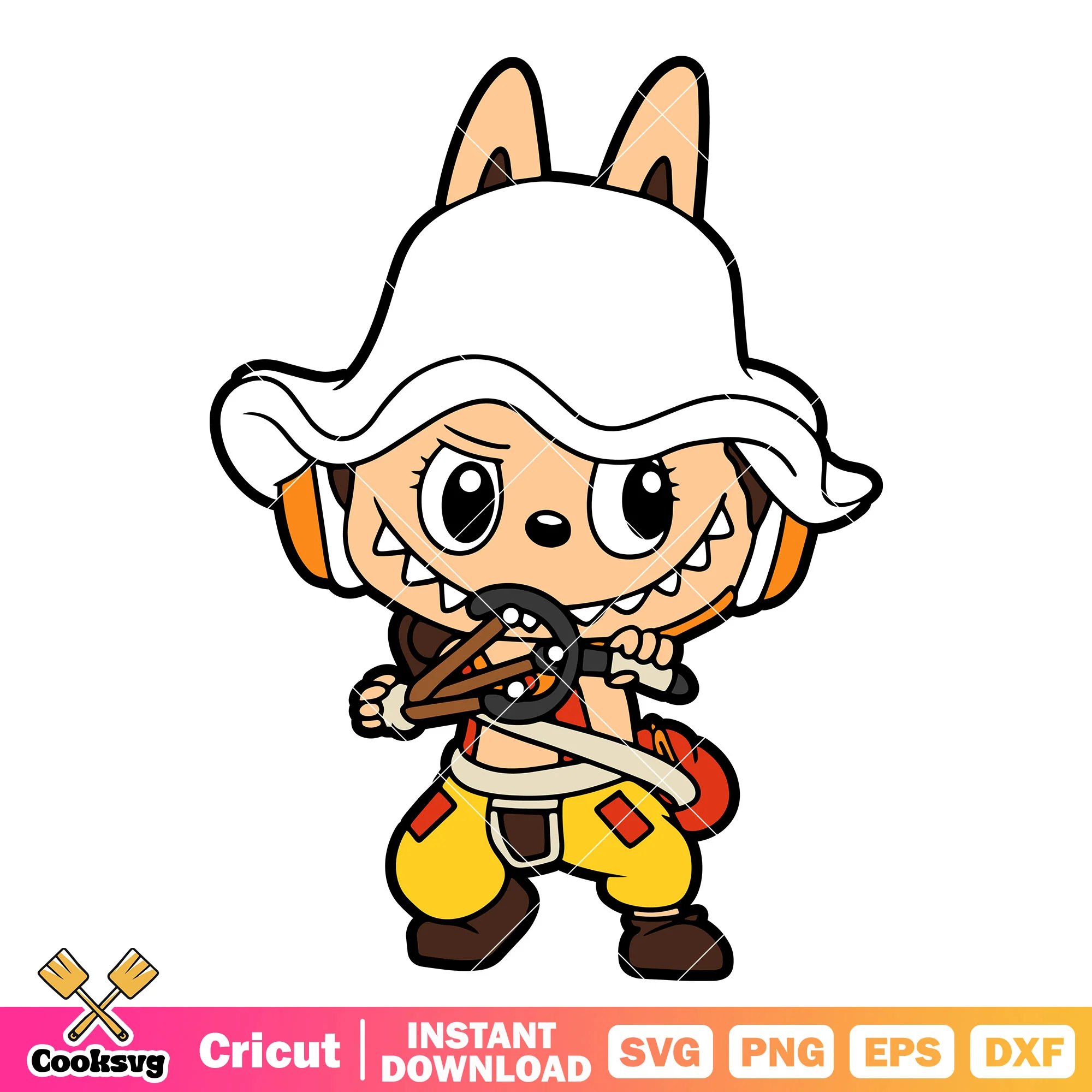 Labubu usopp costume svg, labubu one piece svg, labubu cute svg
