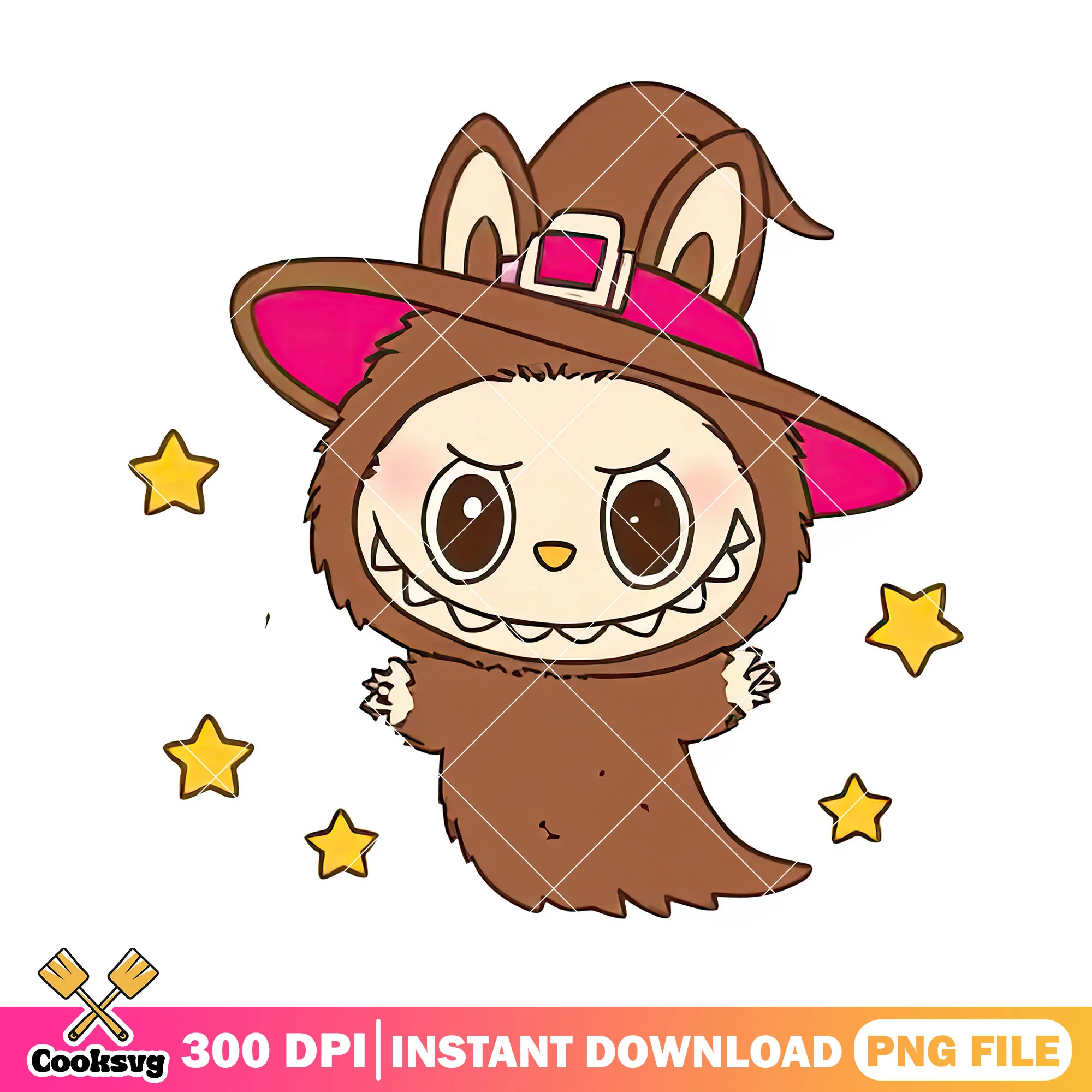 Labubu witch ghost png, labubu plush png, labubu brown png