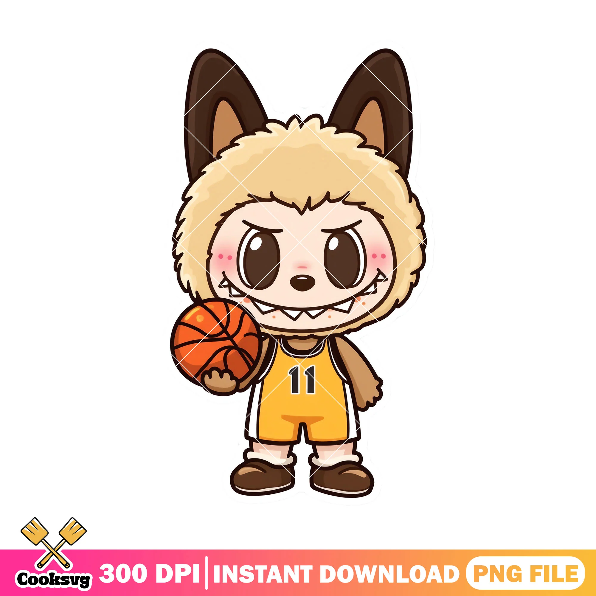 Labubu with basketball png, labubu cute png, labubu outfit png