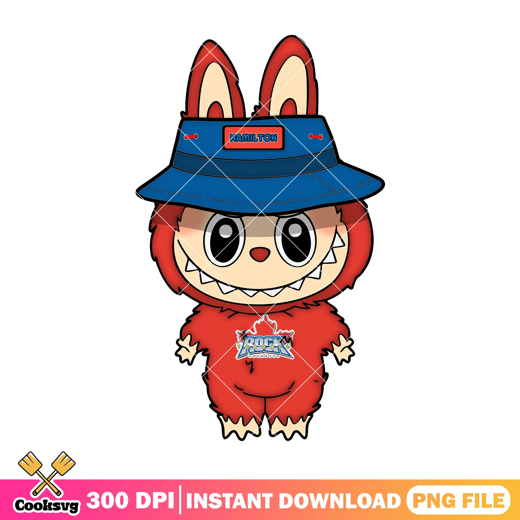 Labubu with blue hat png, toronto rock png, labubu plush png