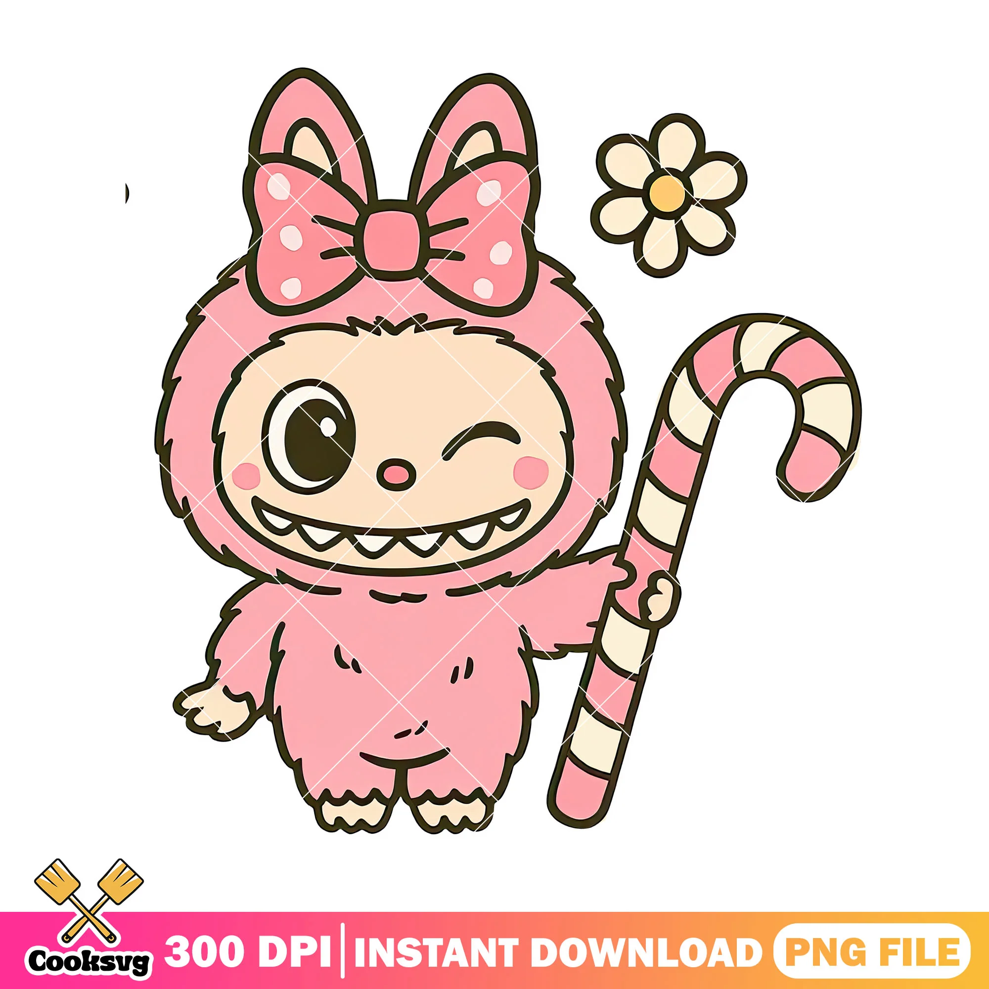 Labubu with candy cane png, pink labubu png, labubu near me png