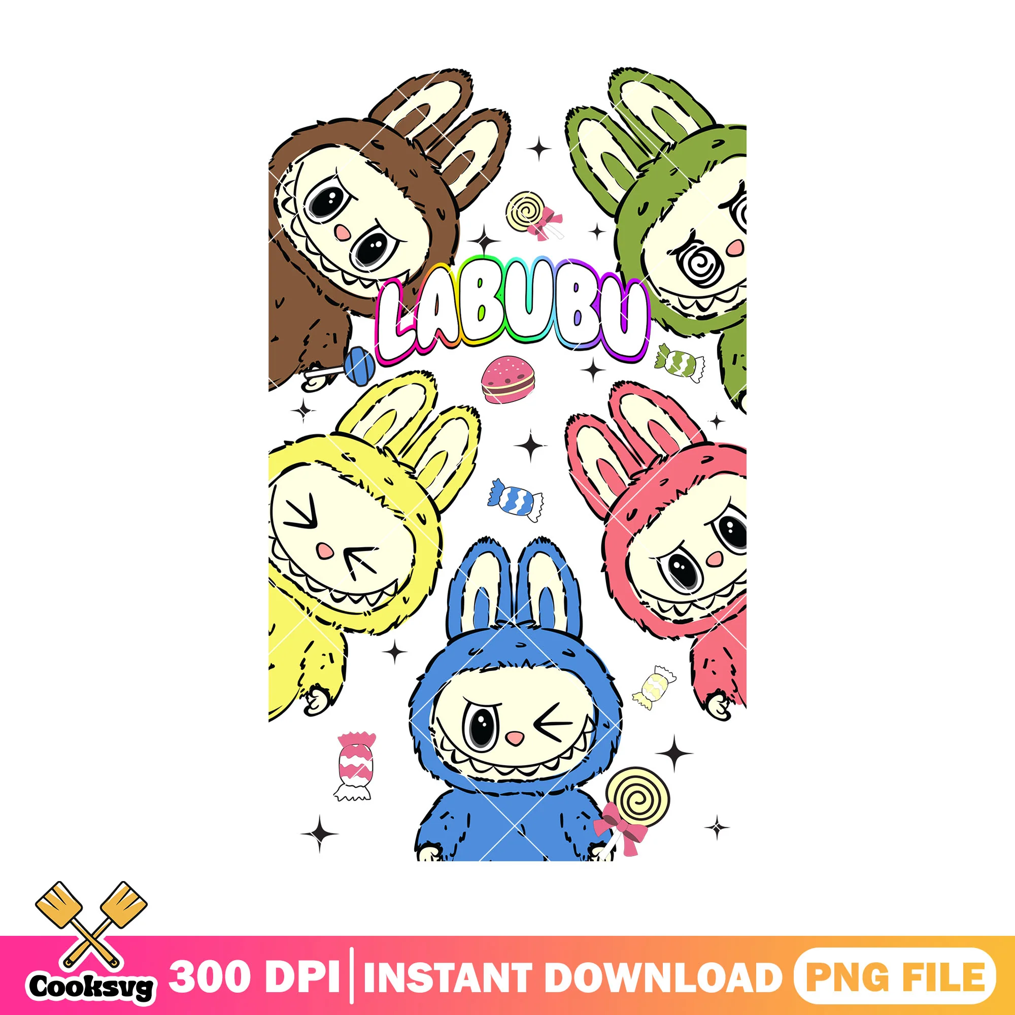 Labubu with friends png, labubu bf png, labubu the monsters png